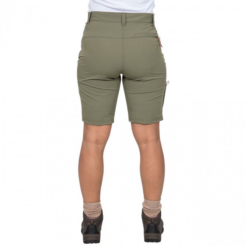 Flat waist with belt loops. 2 zip side entry pockets. 1 rear zip pocket. 1 lower leg zip pocket. Quick dry. Comfort stretch. UV 40+. 85% Polyester, 15% Elastane. Trespass Womens Waist Sizing (approx): XS/8 - 25in/66cm, S/10 - 28in/71cm, M/12 - 30in/76cm, L/14 - 32in/81cm, XL/16 - 34in/86cm, XXL/18 - 36in/91.5cm.