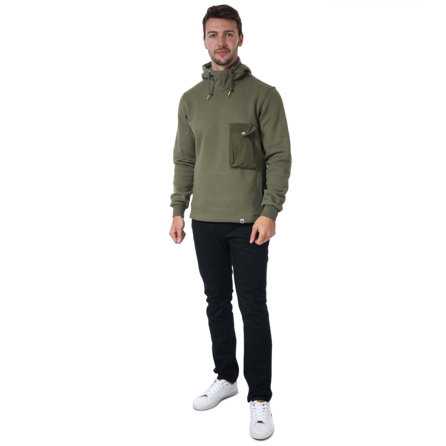 Men's Pretty Green Sweeney Overhead Hoody in Khaki