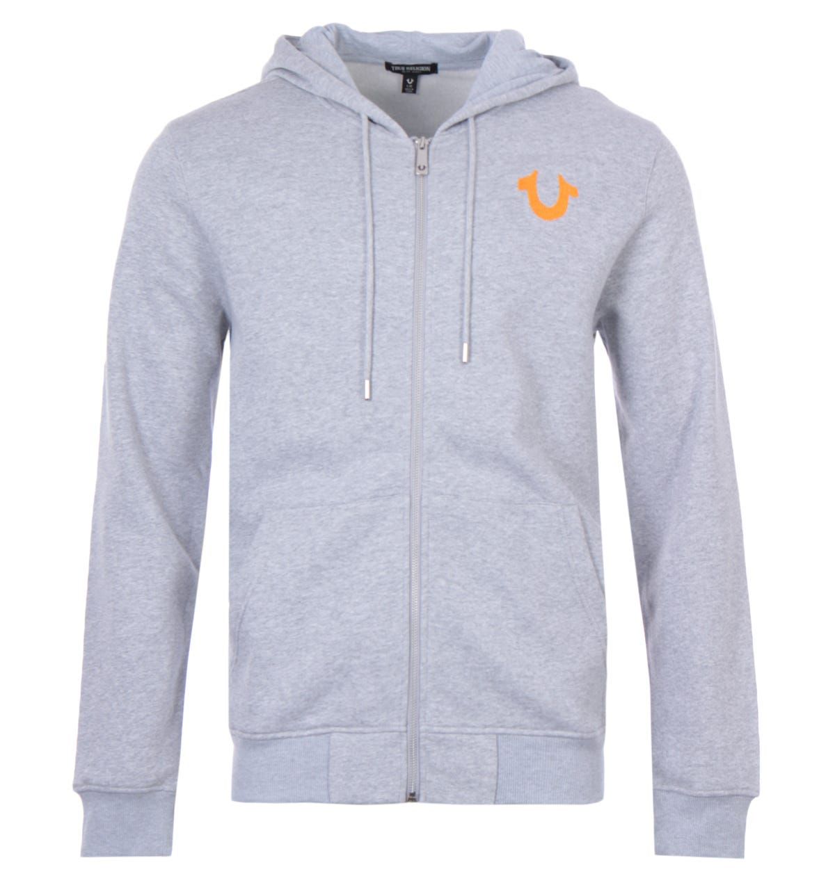 Comfortable and stylish, the Anthem Logo Zip Hooded Sweatshirt from True Religion offers an easy, go-to style. Crafted from a soft cotton blend with a fleece like interior and cut in a regular fit for day-long comfort. Featuring an adjustable drawstring hood, full zip closure and a split kangaroo pocket. Finished with the iconic True Religion horseshoe logo embroidered at the chest and a seasonal graphic print to the back.Regular Fit, Cotton Blend Composition, Adjustable Drawstring Hood, Full Zip Closure, Split Kangaroo Pocket, Ribbed Cuffs & Hem, True Religion Branding. Fit & Style:Regular Fit, Fits True to Size. Composition & Care:80% Cotton, 20% Polyester, Machine Wash.