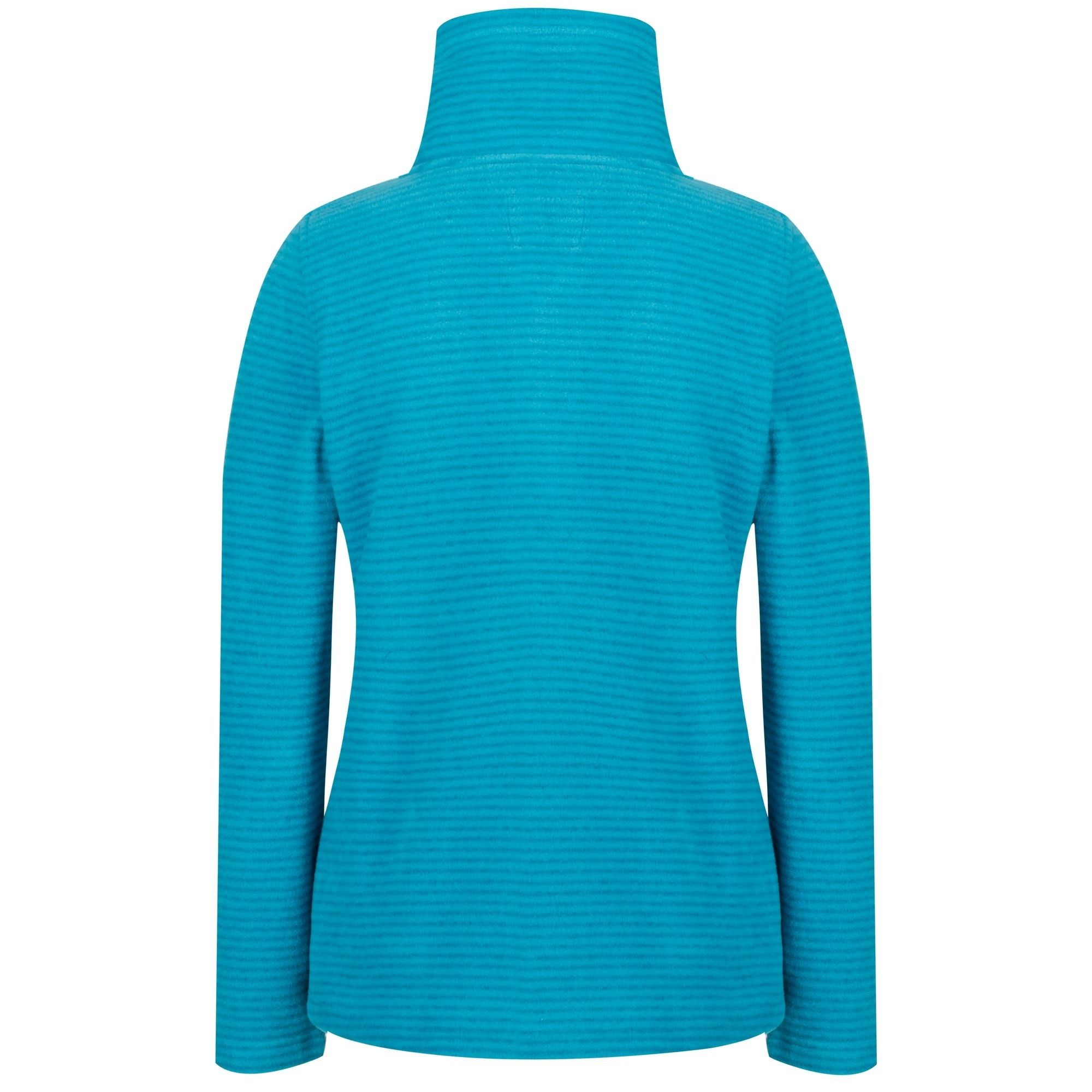 90% Polyester, 10% Viscose/rayon. 240gsm striped Symmetry fleece. Half zipper. Ideal to keep you warm during cold seasons.