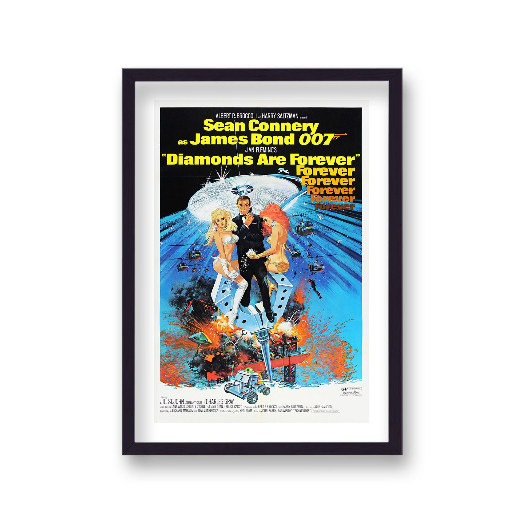Sean Connery as James Bond Diamonds Are Forever Vintage Movie Poster Portrait