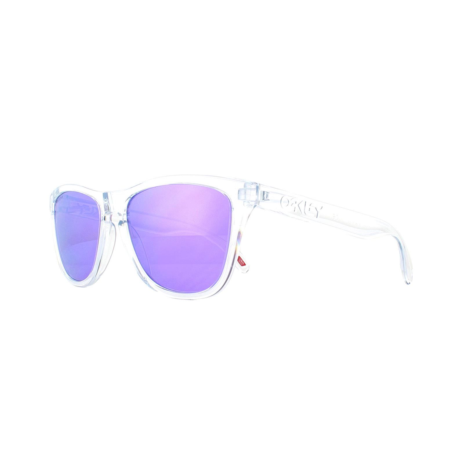 Oakley Sunglasses Frogskins OO9013-H7 Polished Clear Prizm Violet a re-run of the very first Oakley dual-lens sunglass the Frogskins are limited edition specials that are in high demand and often collectors models. Unusual colours and funky combinations make these much sought after.
