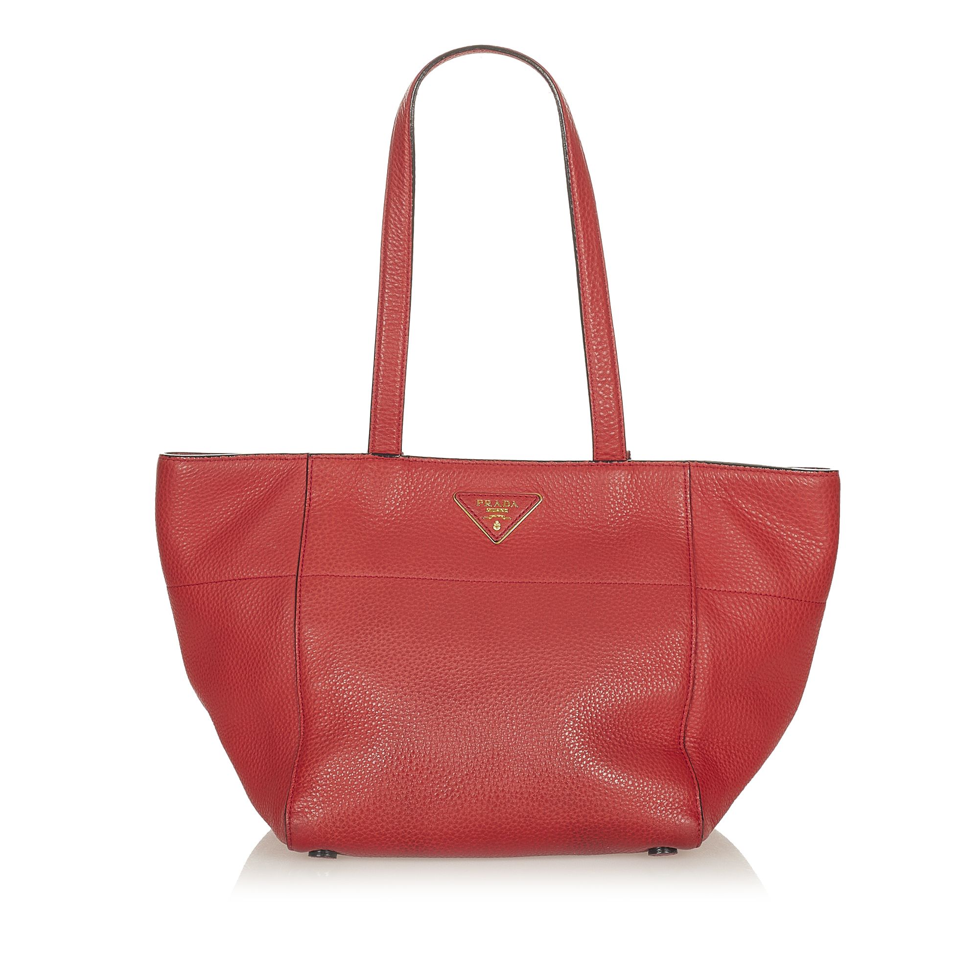 Prada Pre-owned Womens Vintage Vitello Daino Tote Bag Red - One Size | Prada Pre-owned Sale | Discount Designer Brands