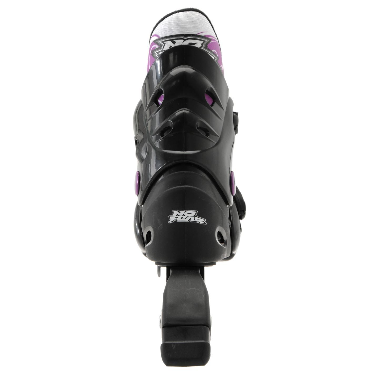 No Fear Inline Skate Womens - The No Fear Inline Skate Womens are great for anyone wanting to give skating a go and with the three clasp fastening offer great support. The skates also benefit from a separate liner to allow a comfortable skate.  > Womens Skates > PP boot chassis > Quick lock buckles > Heel stop brake (right boot only) > Push button size adjustment > 72mm PVC wheels > 608z bearings > Upper and Sole: synthetic, Inner: textile > Min user weight: 20kg > Max user weight: 60kg