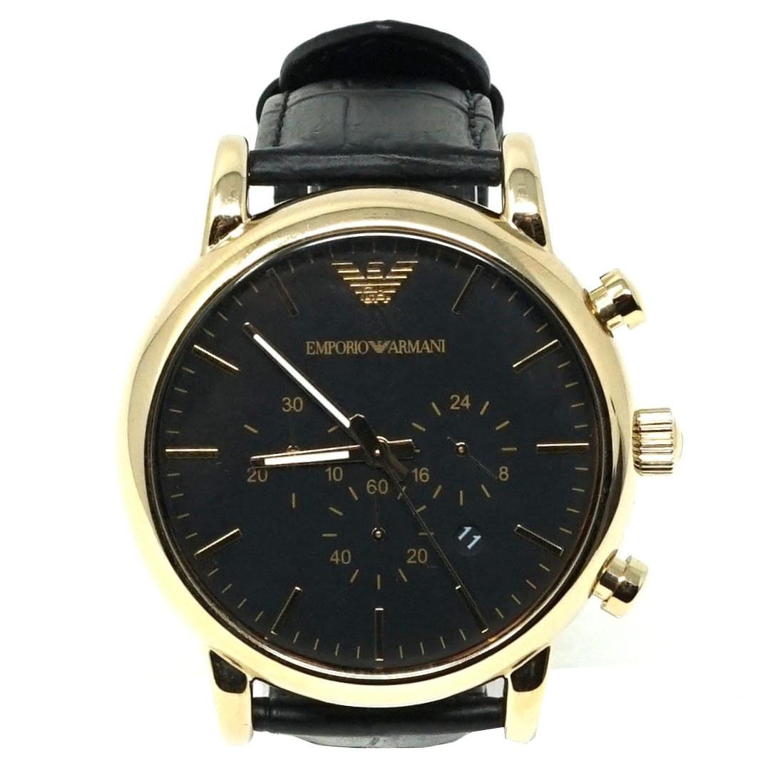 Emporio Armani AR1917 Chronograph Black Leather Strap Watch