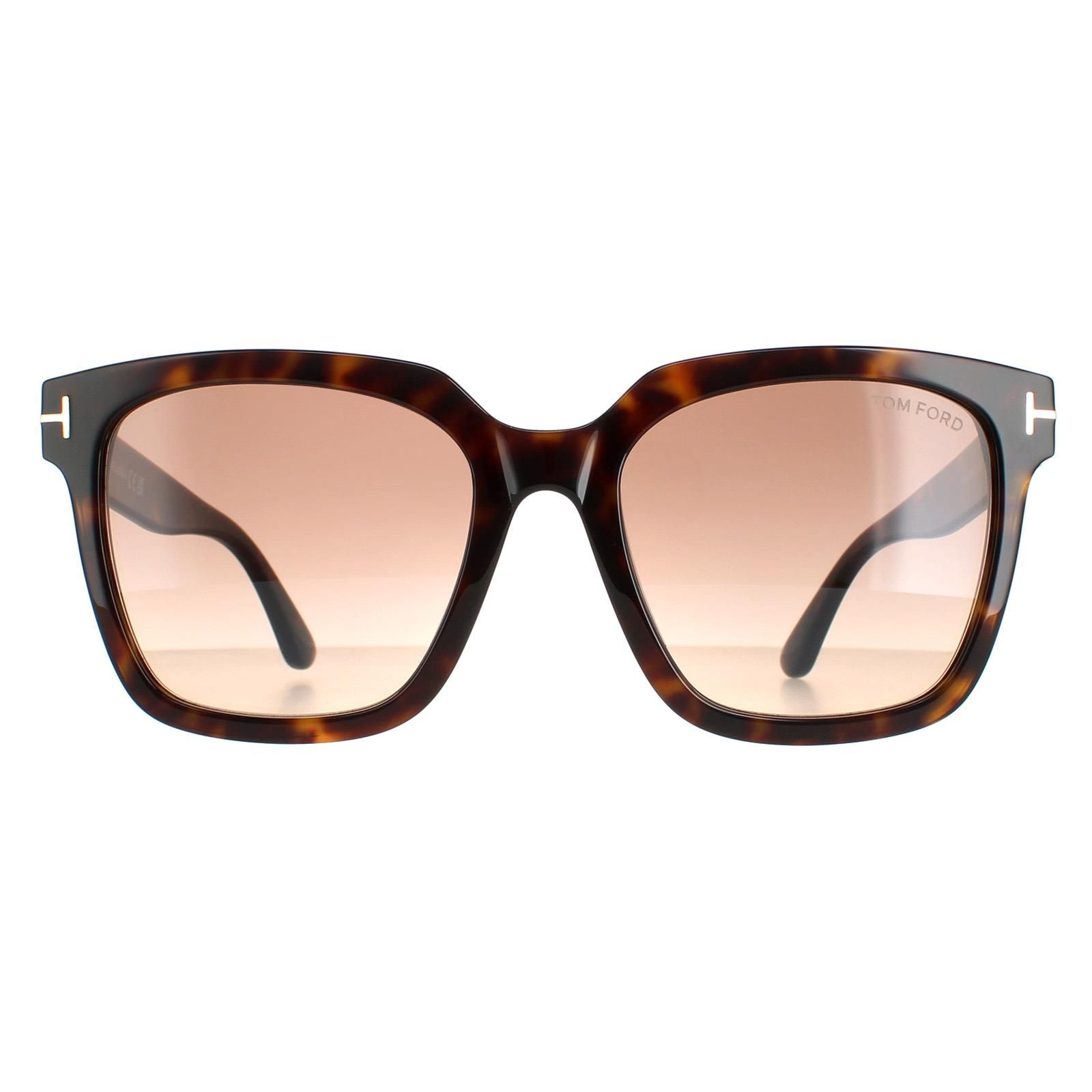 Tom Ford Square Womens Shiny Dark Havana Brown Gradient Selby FT0952