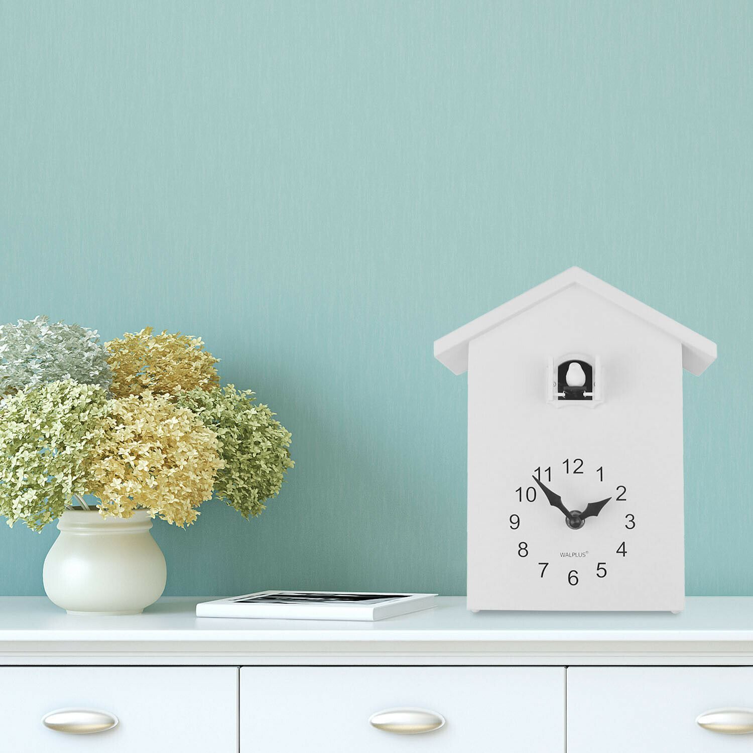 Walplus White Cuckoo Table Clock White Window clock, Bedroom, Living