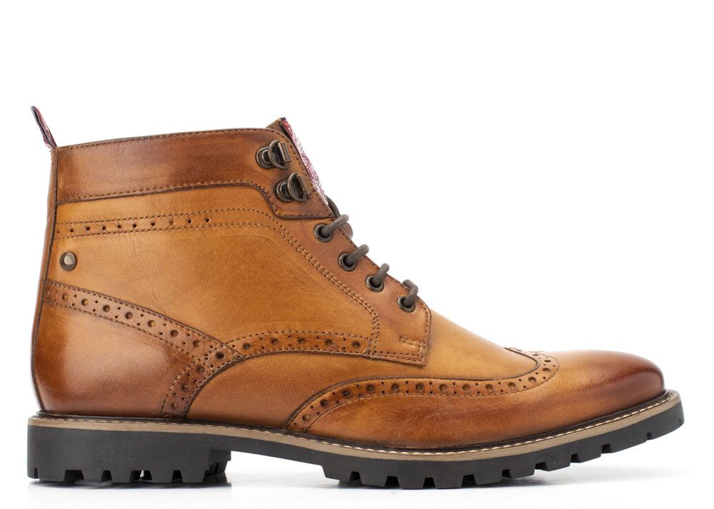 base london bower brogue boots in tan