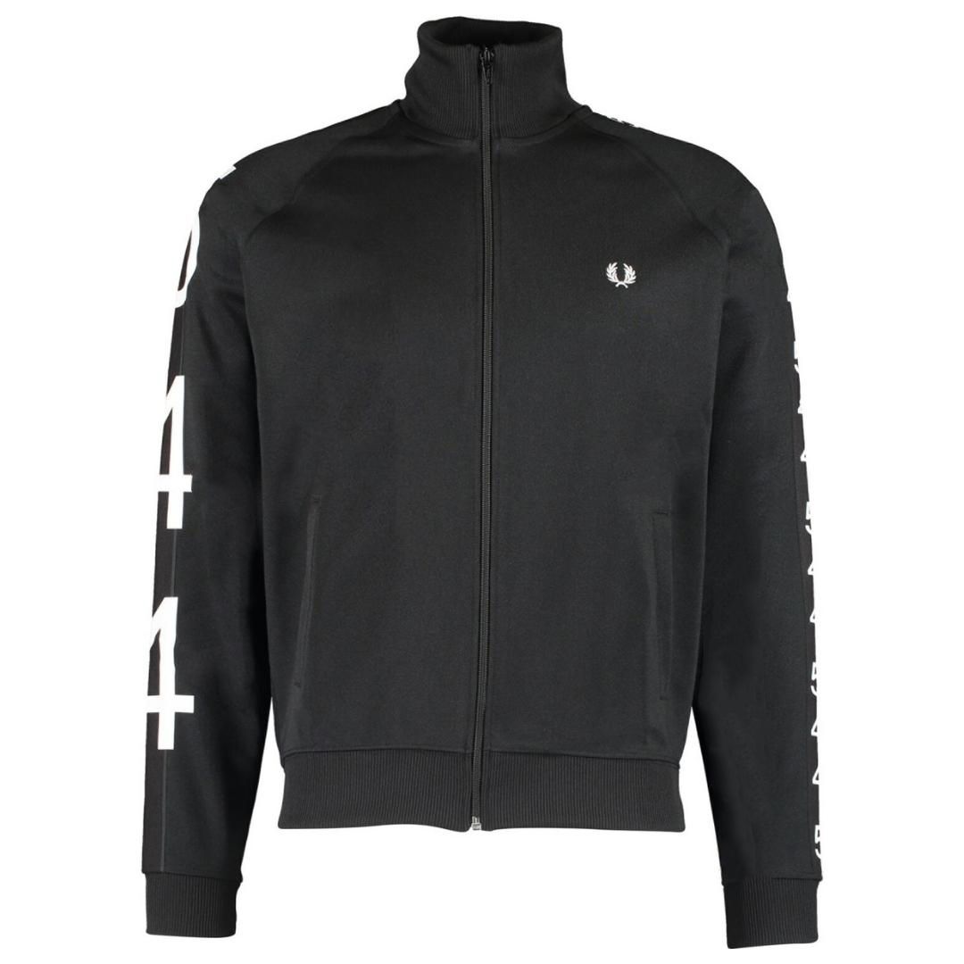 Fred Perry x Made Thought 544 Black Track Jacket. 52% Polyester 48% Cotton. Regular Fit, Made In Portugal. Style: SJ7117 102. Branding On Left Chest, 544 Branding On Sleeves.