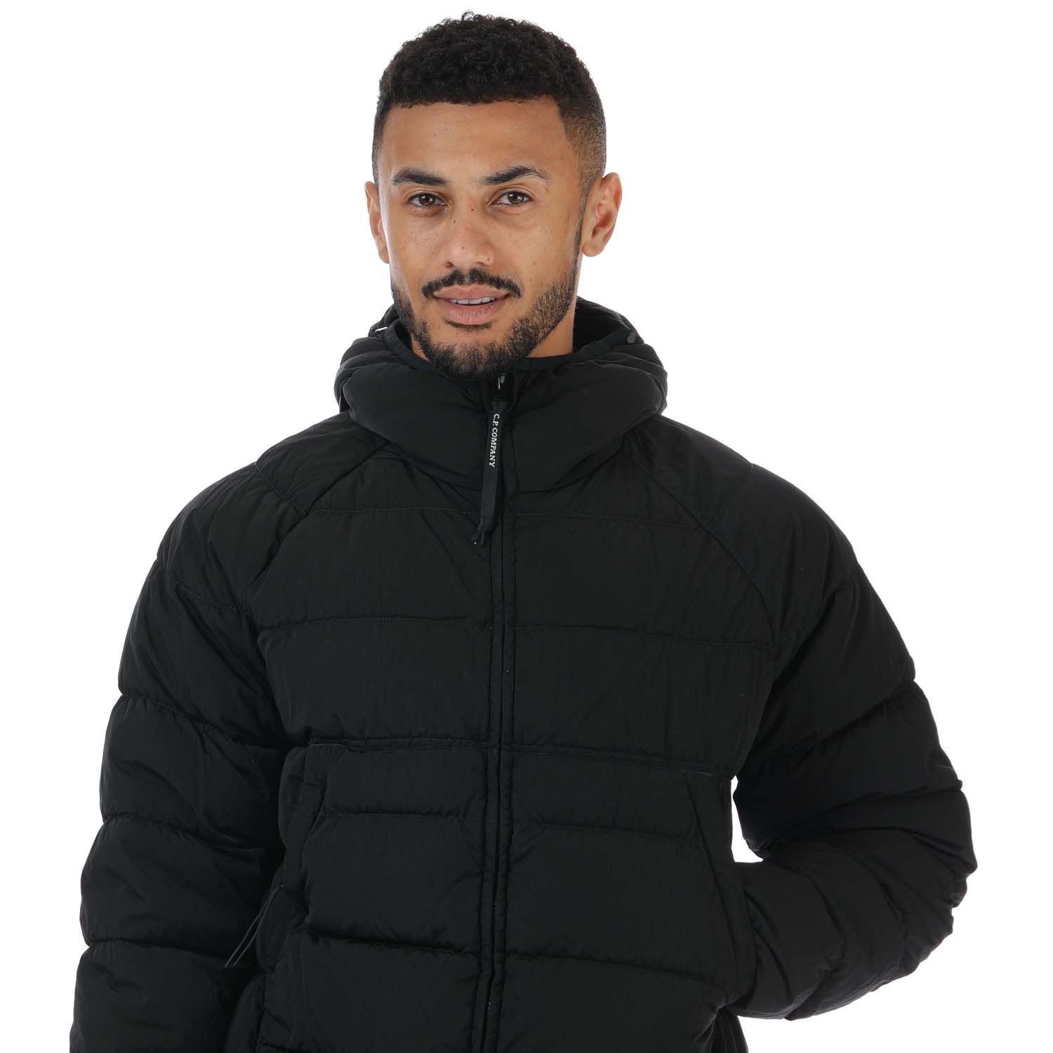 Men's C.P. Company ECO-CHROME R Hooded Down Jacket in Black