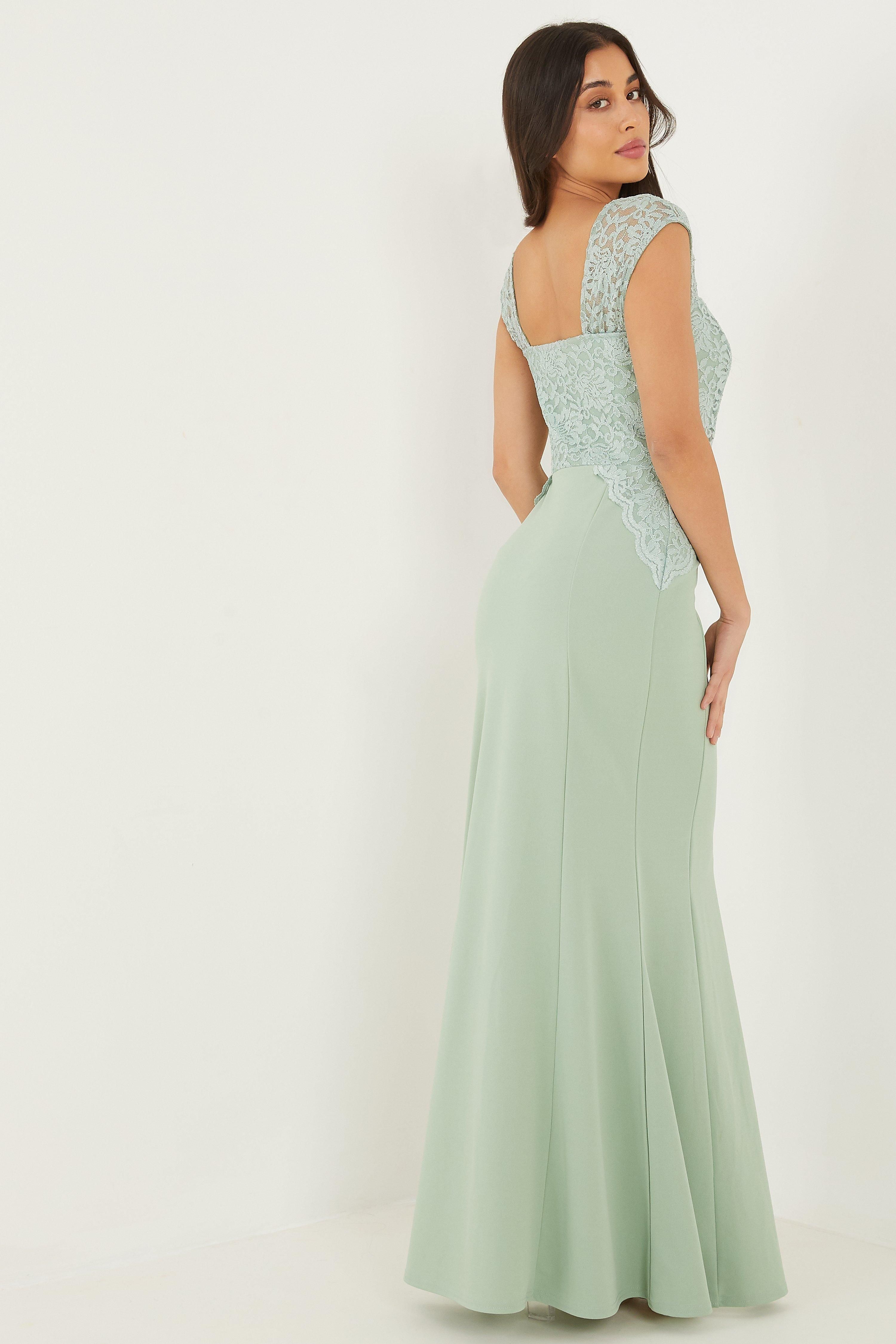 Sage Glitter Lace Maxi Dress
