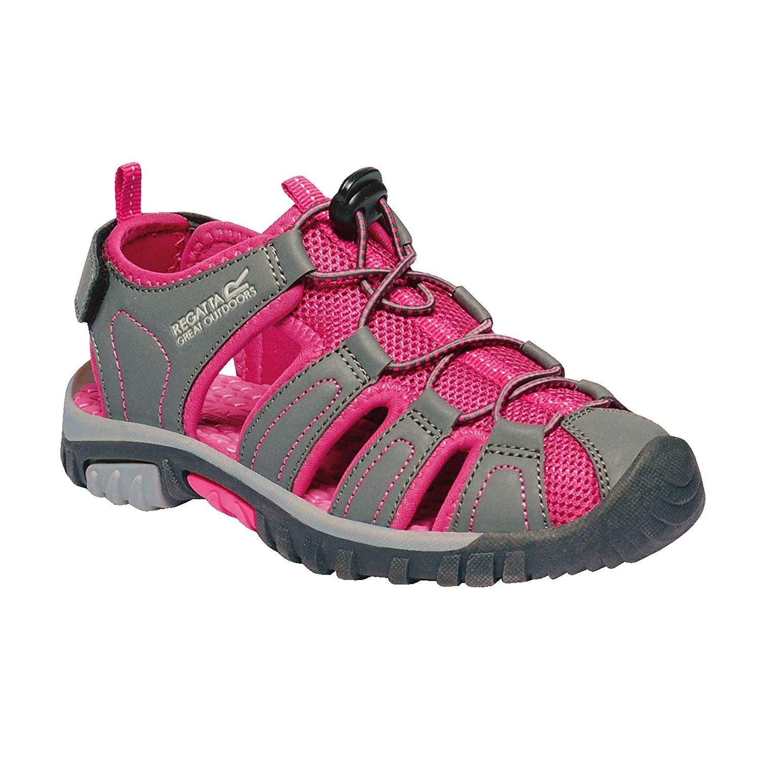 90% polyurathane, 10% polyester. PU nubuck and breathable mesh upper. Spandex lining for extra comfort and a positive fit. Adjustable shockcord fastening system. Adjustable hook and loop strap across heel to ensure correct fit. Durable protective toe bumper. Water friendly comfort EVA footbed. Lightweight TPR outsole - hardwearing slip resistant durable outsole.