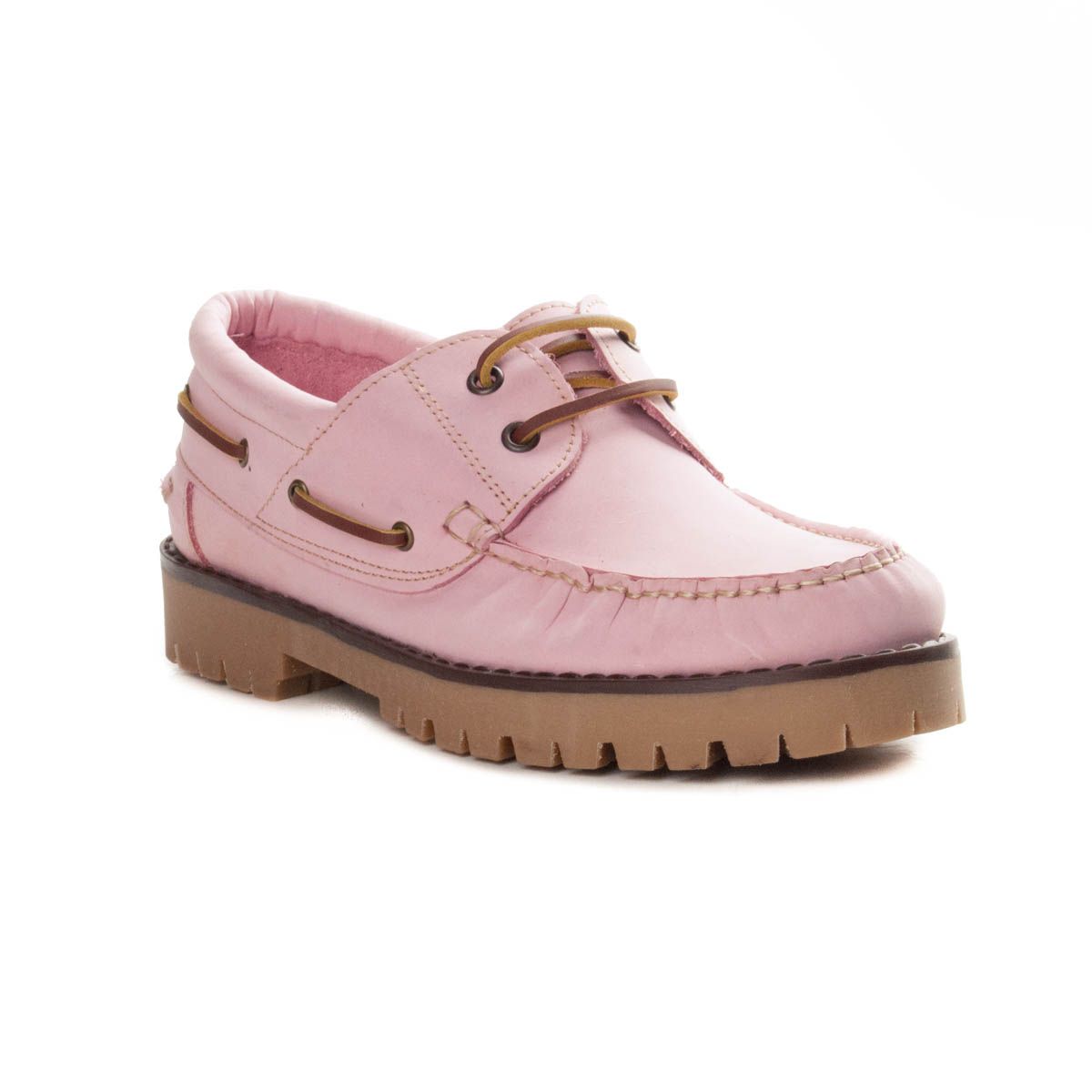 Nautical woman's shoe, made in leather, special because of her softness and comfort. Light rubber sole. Anti-slip floor. Fastened with cords. A shoe camper but at the same time stylish, ideal for day to day. So comfortable you always want to take it.