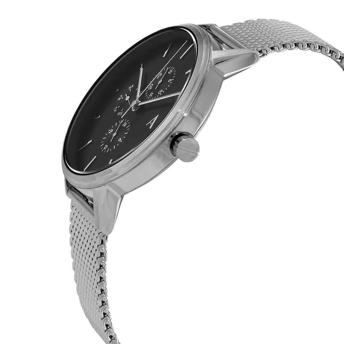 This Armani Exchange Cayde Multi Dial Watch for Men is the perfect timepiece to wear or to gift. It's Silver 42 mm Round case combined with the comfortable Silver Stainless steel watch band will ensure you enjoy this stunning timepiece without any compromise. Operated by a high quality Quartz movement and water resistant to 5 bars, your watch will keep ticking. This fashionable and classic watch matches any outfit at any occasion,it adds style to your life -The watch has a function: 24-hour Display High quality 21 cm length and 19 mm width Silver Stainless steel strap with a Fold over clasp Case diameter: 42 mm,case thickness: 9 mm, case colour: Silver and dial colour: Black