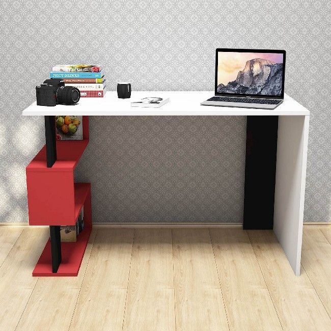 This modern and functional desk is the perfect solution to make your work more comfortable. It is suitable for supporting all computers and printers. Thanks to its design it is ideal for both home and office. Easy-to-clean and easy-to-assemble assembly kit included. Color: White, Red, Black | Product Dimensions: W120xD60xH75 cm | Material: Melamine Chipboard, PVC | Product Weight: 21 Kg | Supported Weight: 20 Kg | Packaging Weight: W128xD66xH7 cm Kg | Number of Boxes: 1 | Packaging Dimensions: W128xD66xH7 cm.