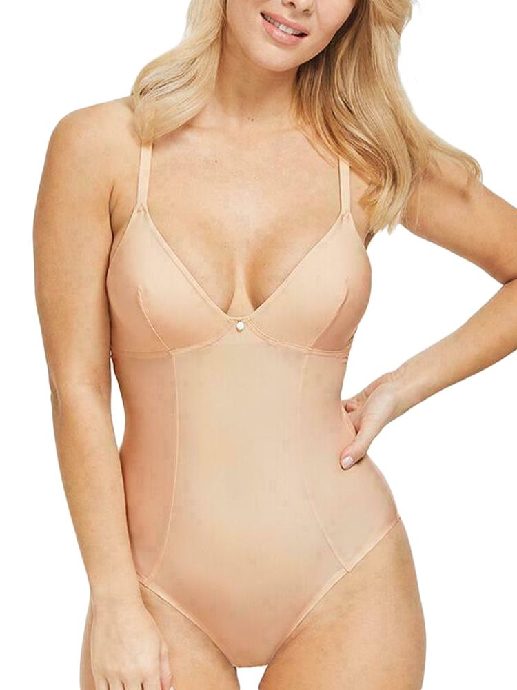 The Figleaves Smoothing body is perfect for everyday wear. This bodysuit features non padded and non wired cups, allowing you to show off your natural shape. The plunging neckline allows you to wear your favourite plunging t-shirts. Although the body isn't slimming, it does create a smoothing silhouette. Product code: 183201.