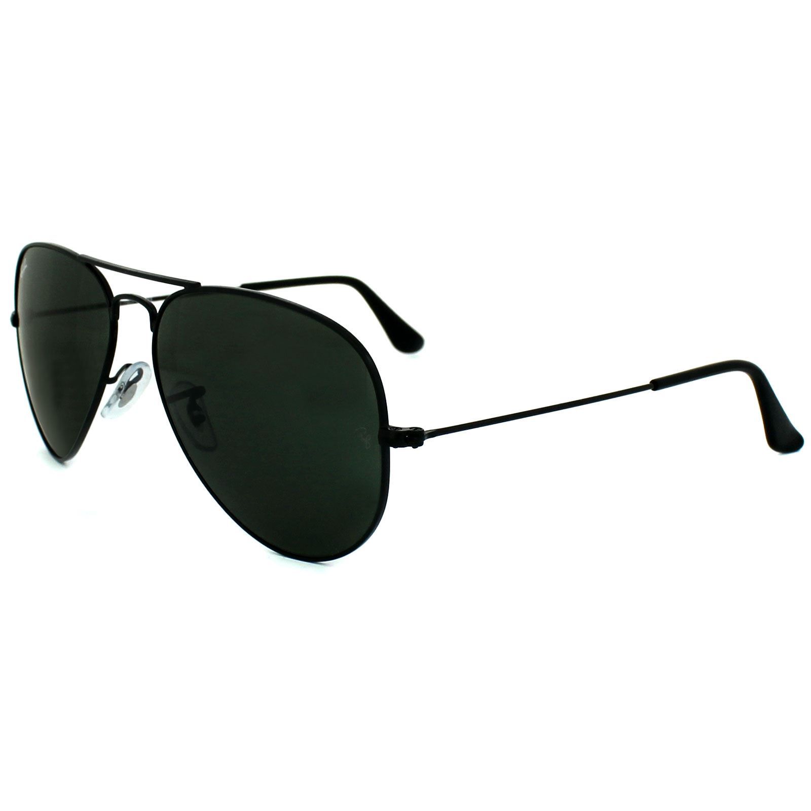 Ray-Ban Sunglasses Aviator 3025 L2823 Black Green were originally designed in 1936 for US military pilots and have since become one of the most iconic sunglasses models in the world. The timeless design is characterised by the thin metal wire frame, large teardrop shaped lenses and fine metal temples that feature silicone tips and nose pads for a customised and comfortable fit. This classic model is available in various sizes and an array of colourways.