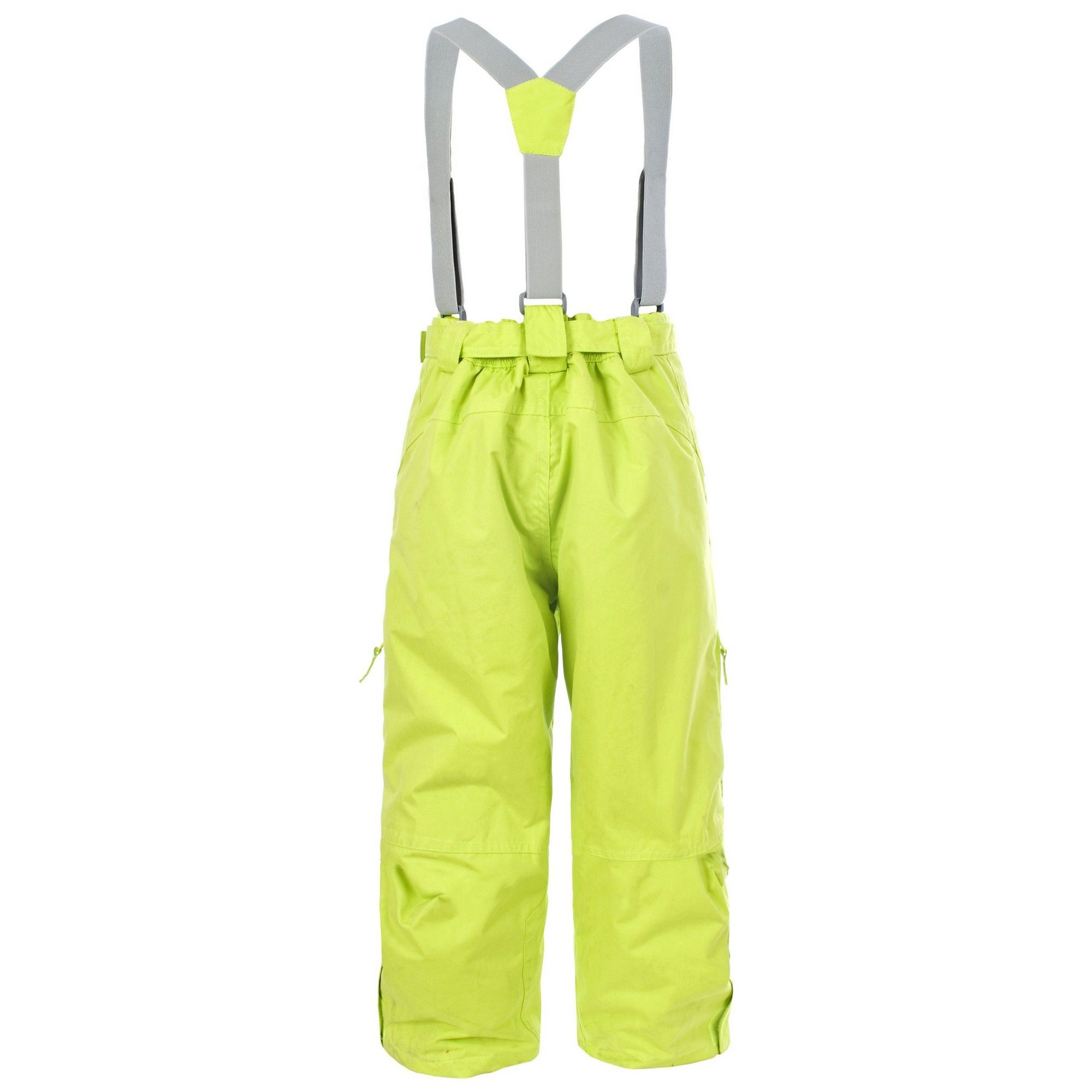 Waterproof to 5000mm. Windproof. Padded waterproof ski pants. Tricot lining. Side leg ventilation and ankle zips. Ankle gaiters. 2 Zip pockets and detachable braces. Shell: 100% Polyester PU Coating, Lining: 100% Polyester, Padding: 100% Polyester.