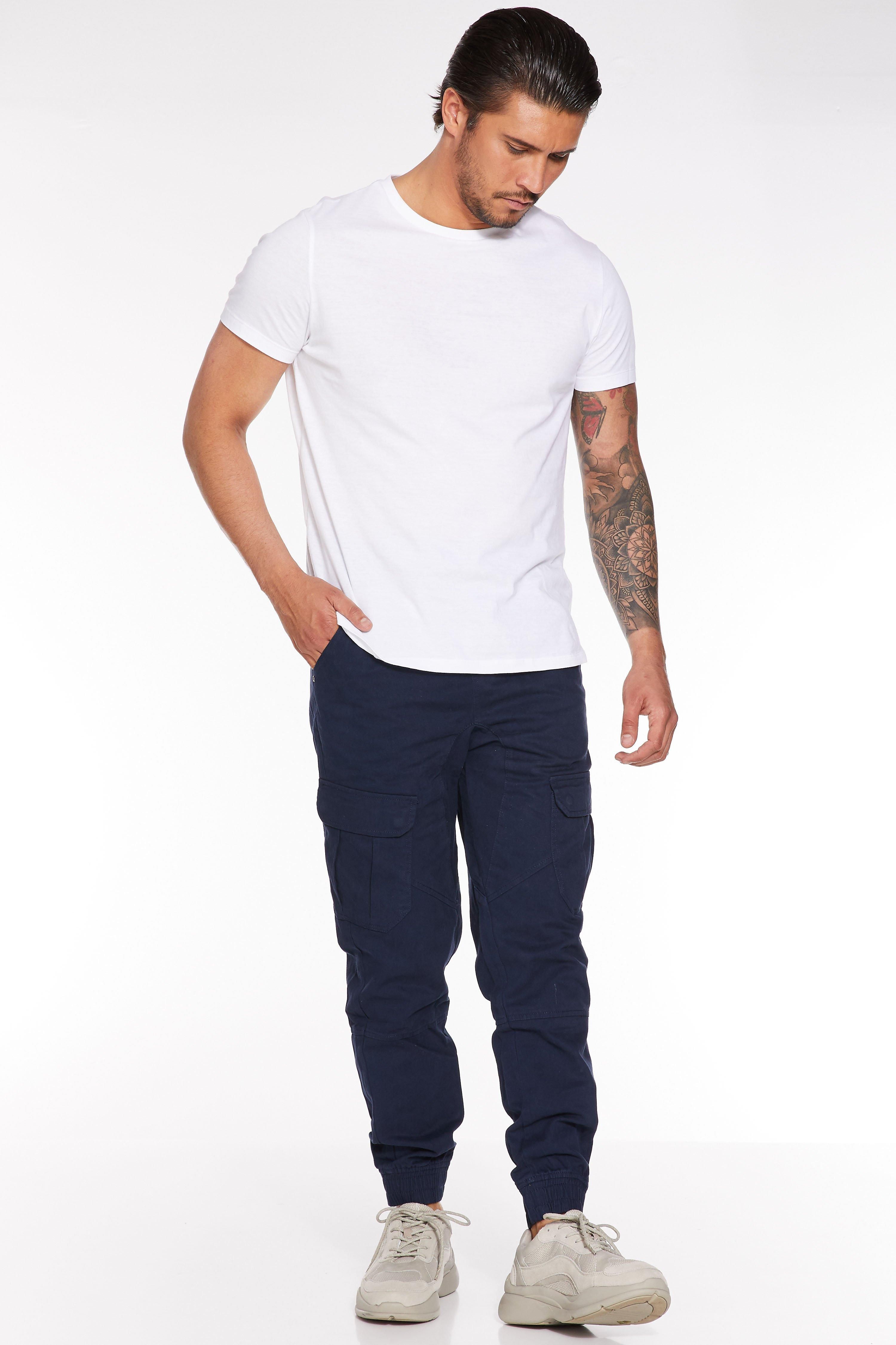 Slim Fit  	Cuffed Ankles  	Cuffed Waistband with Drawstring  	Double Back Pockets  	Fuctional Side Pockets  	Utility Pockets with Poppers              100% Cotton  	30 Degree Wash