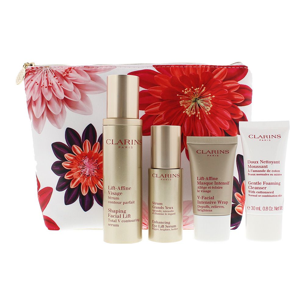 Clarins Counturing Collection 5 Piece Gift Set: Contouring Serum 50ml - Eye Lift Serum 15ml - Intensive Mask 15ml - Foaming Cleanser 30ml - Pouch