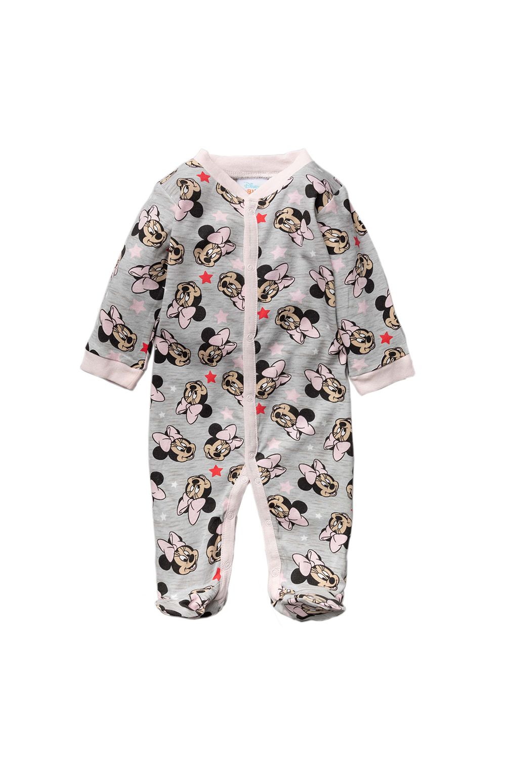 This adorable Disney Baby, Fairy Minnie Mouse three-piece set features a neutral grey and baby pink colour scheme, with a Fairy Minnie Mouse print. The set includes a button-up, footed sleepsuit with Minnie Mouse cartoon print and baby pink lining, a bodysuit with the lettering ‘little dreamer’, and a matching bib. Each item in the set is cotton with popper fastenings, keeping your little one comfortable. This sweet three-piece set is the perfect gift for the little one in your life.