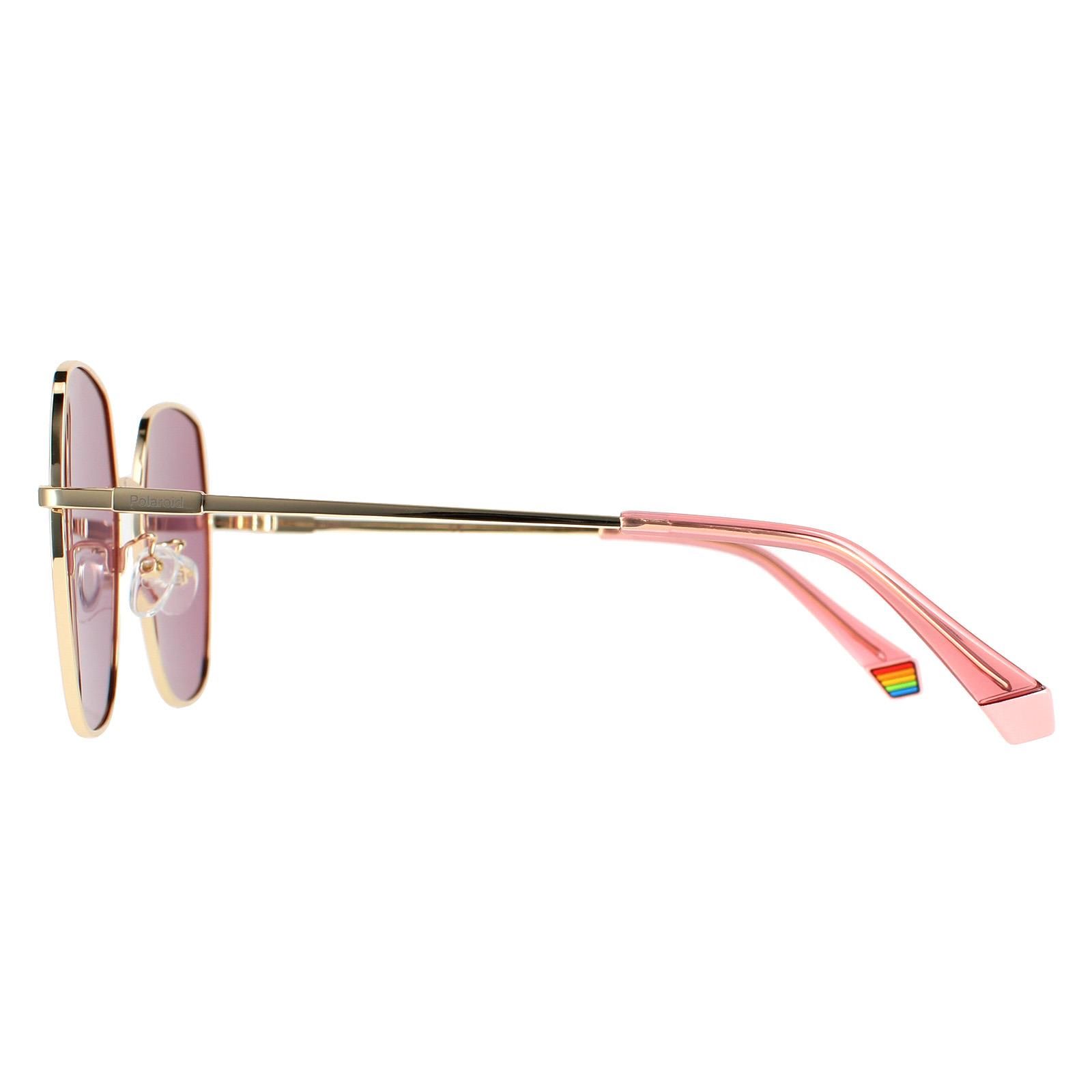 Polaroid Round Womens Gold Pink Pink Polarized PLD 6178/G/S  Polaroid are a contemporary take on the hexagonal shape crafted from lightweight metal. Slender temples are embellished with the Polaroid logo while adjustable nose pads ensure a comfortable fit.