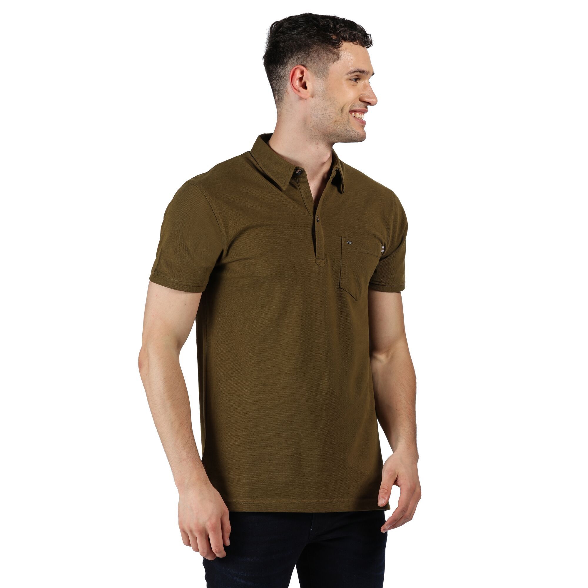 Material: 100% cotton pique fabric. 2 Button placket with dyed to match branded buttons. Double cuff feature. 1 chest pocket.