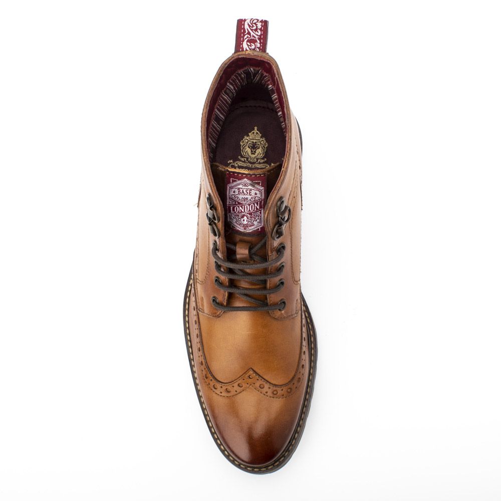 base london bower brogue boots in tan