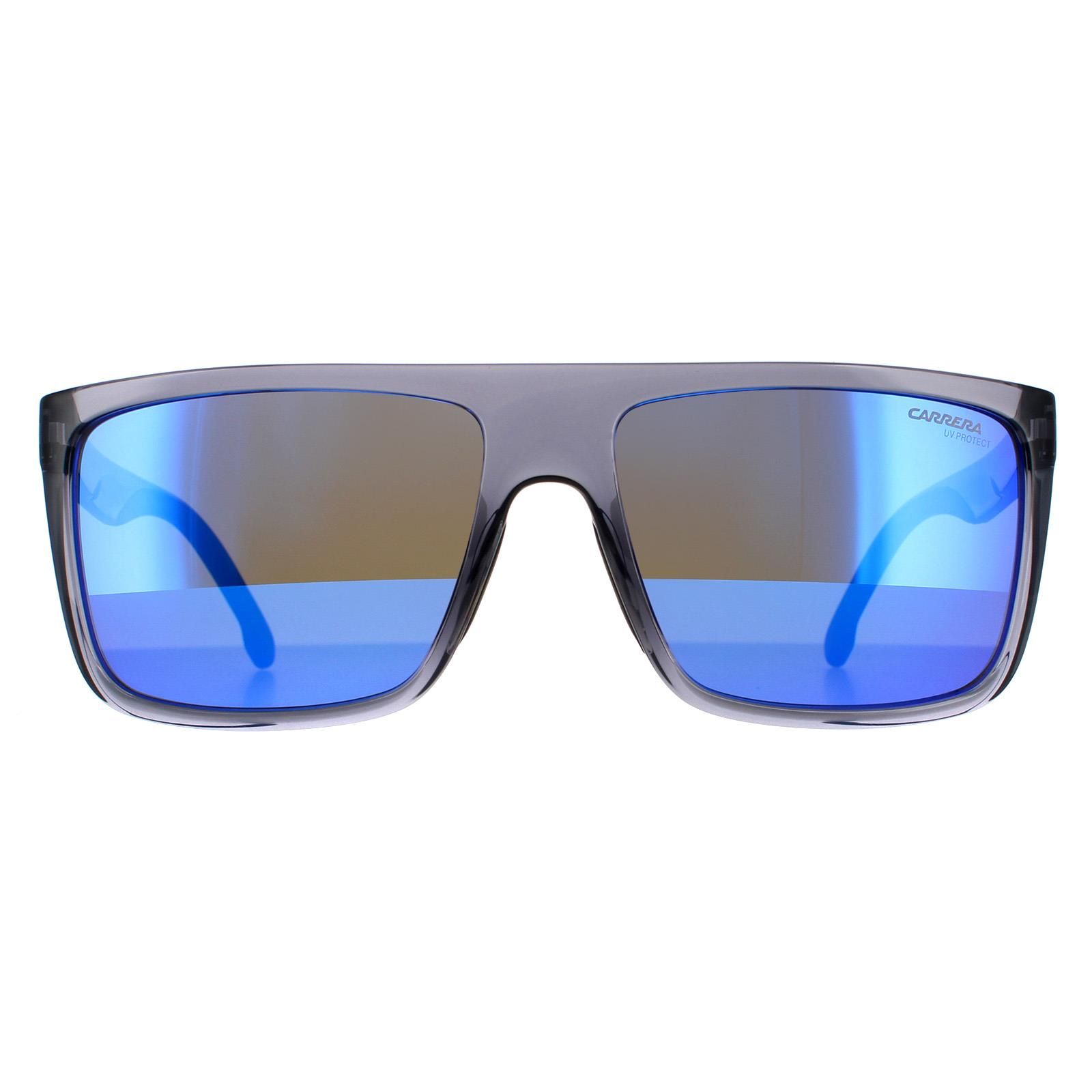 Carrera Rectangle Mens Grey Blue Mirror Sunglasses