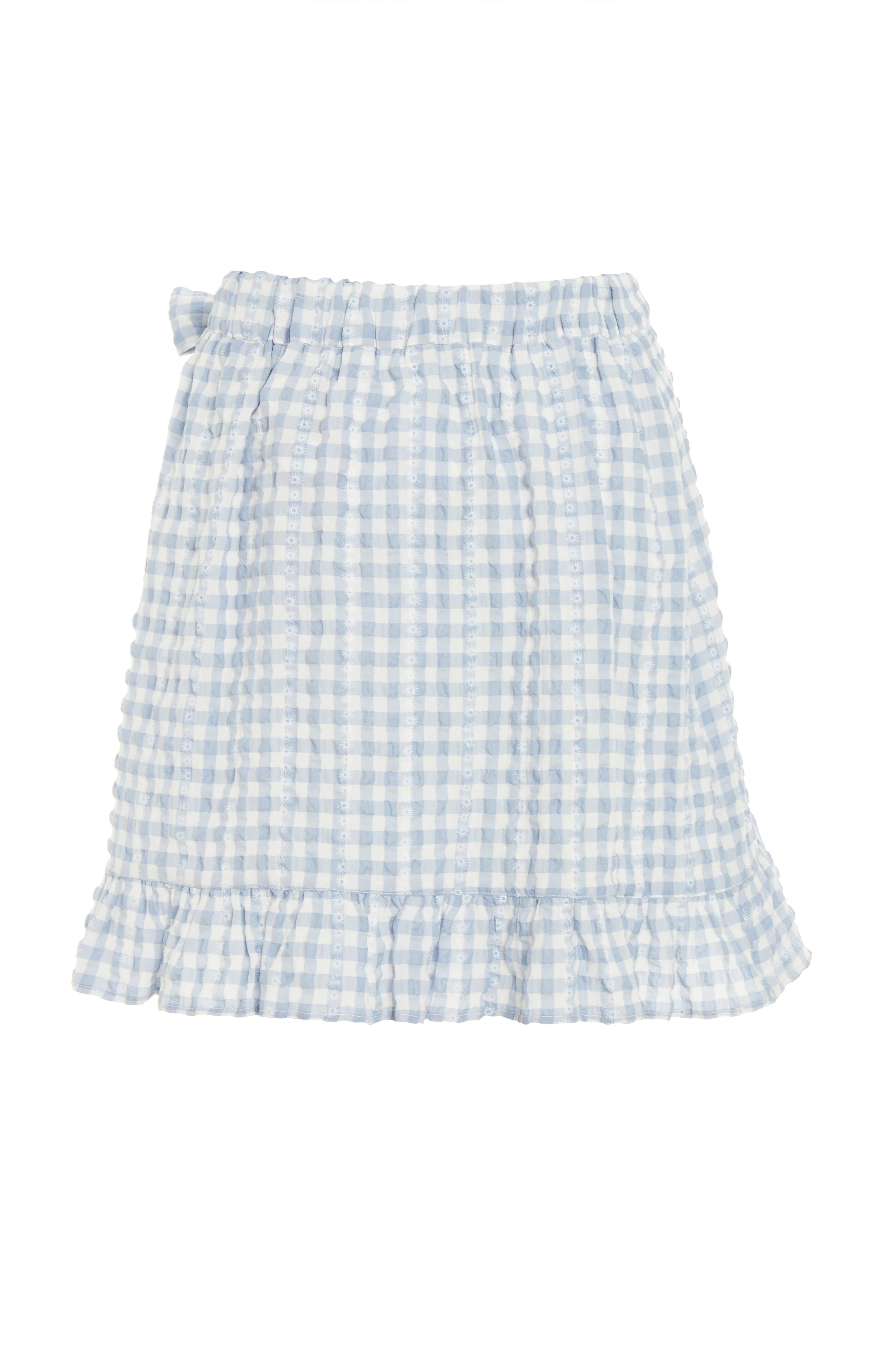 - Gingham print  - Mini skirt  - Wrap style  - High waist  - Length: 56cm approx  - Model Height: 5' 7