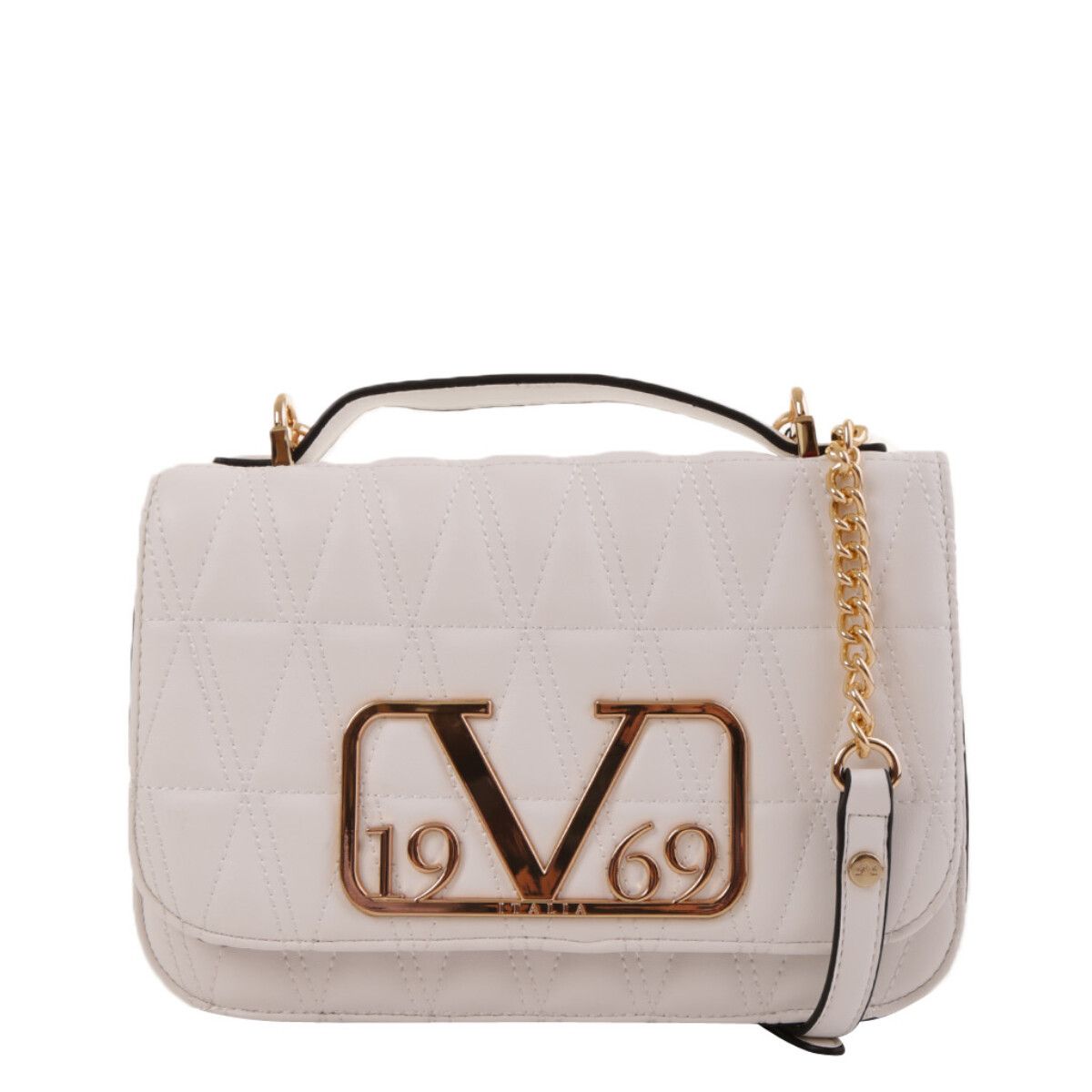 Brand: 19v69 Italia Gender: Women Type: Bags Season: Fall/Winter PRODUCT DETAIL • Color: white • Fastening: magnet • Pockets: inside pockets • Size (cm): 17x25x8 • Details: -handbag -with shoulder strap • Article code: VI20AI0026 COMPOSITION AND MATERIAL • Composition: -100% leather. material:leather. type:clutch. occasion:everyday. gender:womens. pattern:plain