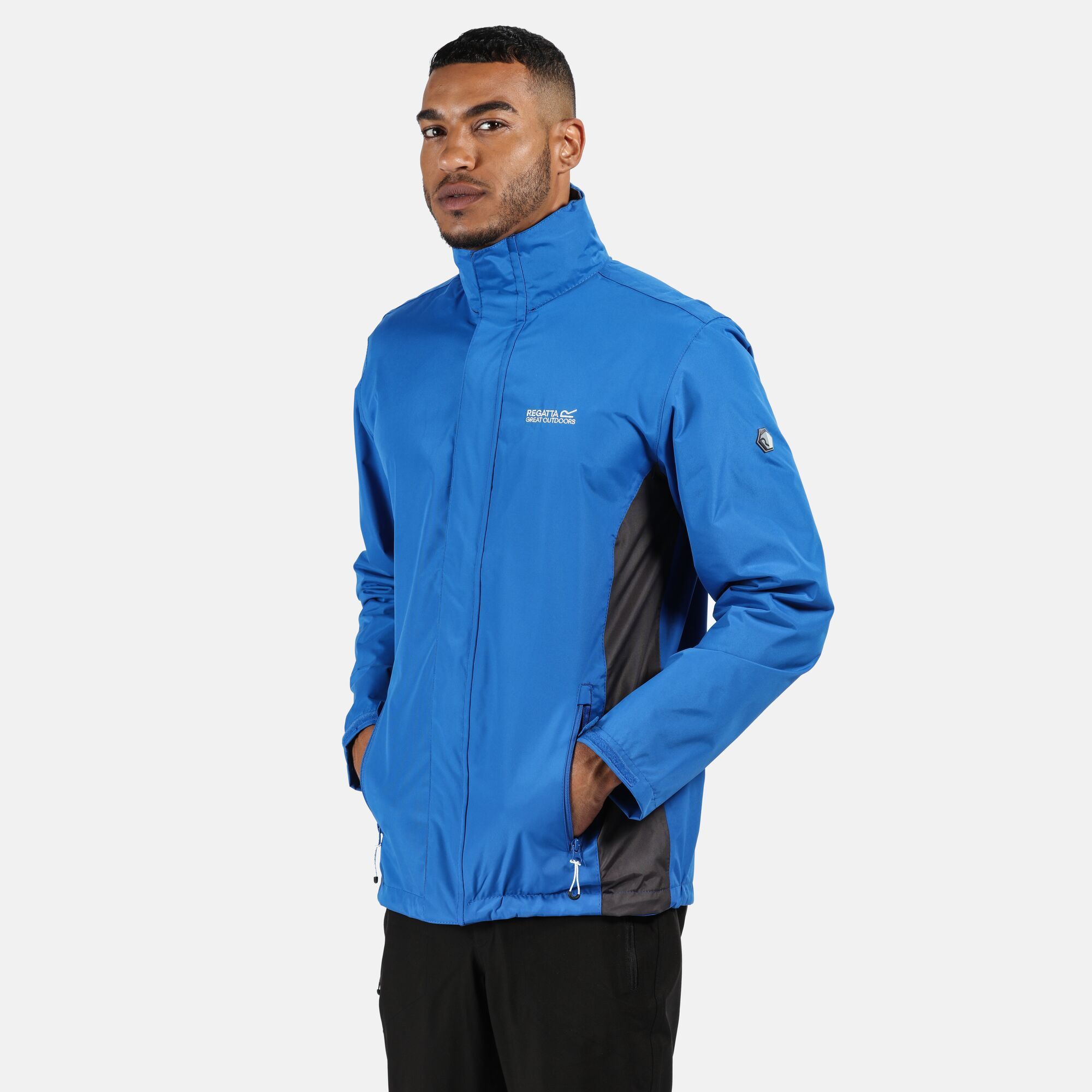The mens Matt is a classic waterproof shell jacket styled with a relaxed everyday fit for weekend strolls or day-to-day wear. Its made from seam sealed Hydrafort fabric to guard against showers and comes fully lined for next-to-skin comfort. The adjustable hood zips away during dry spells and the hem can be pulled in for a close, breeze-blocking fit. Finished with two zipped pockets for keys, phones (and dog biscuits). 100% Polyester. Regatta Mens sizing (chest approx): XS (35-36in/89-91.5cm), S (37-38in/94-96.5cm), M (39-40in/99-101.5cm), L (41-42in/104-106.5cm), XL (43-44in/109-112cm), XXL (46-48in/117-122cm), XXXL (49-51in/124.5-129.5cm), XXXXL (52-54in/132-137cm), XXXXXL (55-57in/140-145cm).