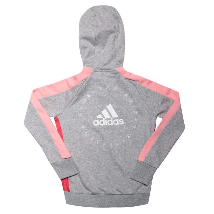 Infant Girls adidas Athletics Club Zip Hoody in grey pink.<BR><BR>- Drawcord-adjustable hood.<BR>- Long sleeves.<BR>- Full zip.<BR>- Kangaroo style pocket to front.<BR>- Ribbed cuffs and hem. <BR>- adidas Badge Of Sport logo to chest. <BR>- 70% Cotton  30% Polyester.  Machine washable. <BR>- Ref: FL1782