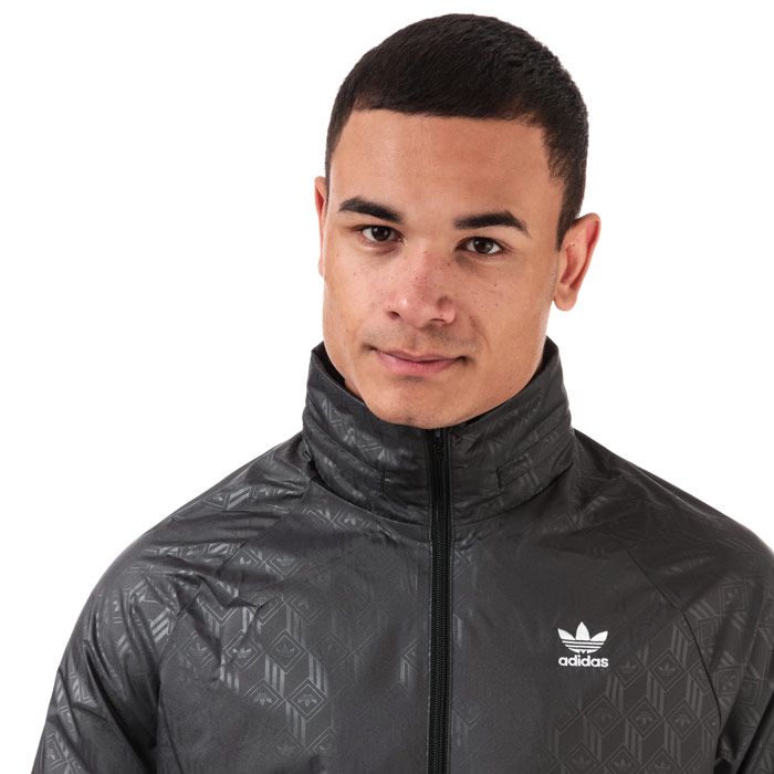Men's adidas Originals Allover Print Windbreaker Jacket in Black