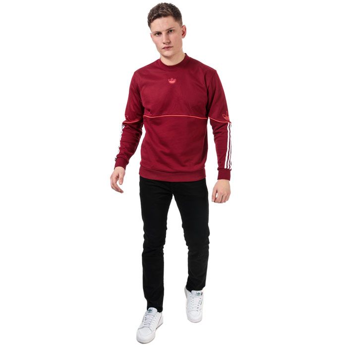 Men's adidas Originals Outline Crew Sweatshirt in Burgundy