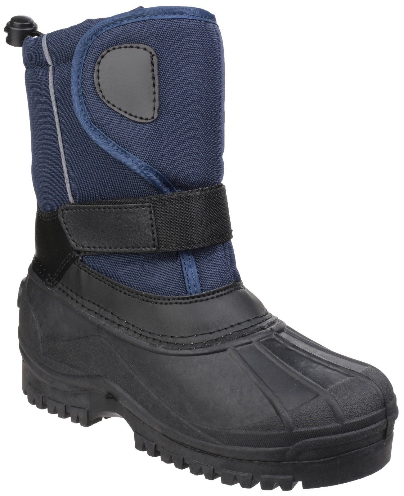 Our Children's water resistant calf length snowboot is the perfect boot to keep their feet warm and dry. They feature a quilted and padded upper, with a touch fastening strap to adjust the fit. It also has a thick tread sole which helps with tractionWarm inner fleece material. 
Touch fastening on upper. 
PU upper. 
TPR on outsole. 
Anti slip outsole.