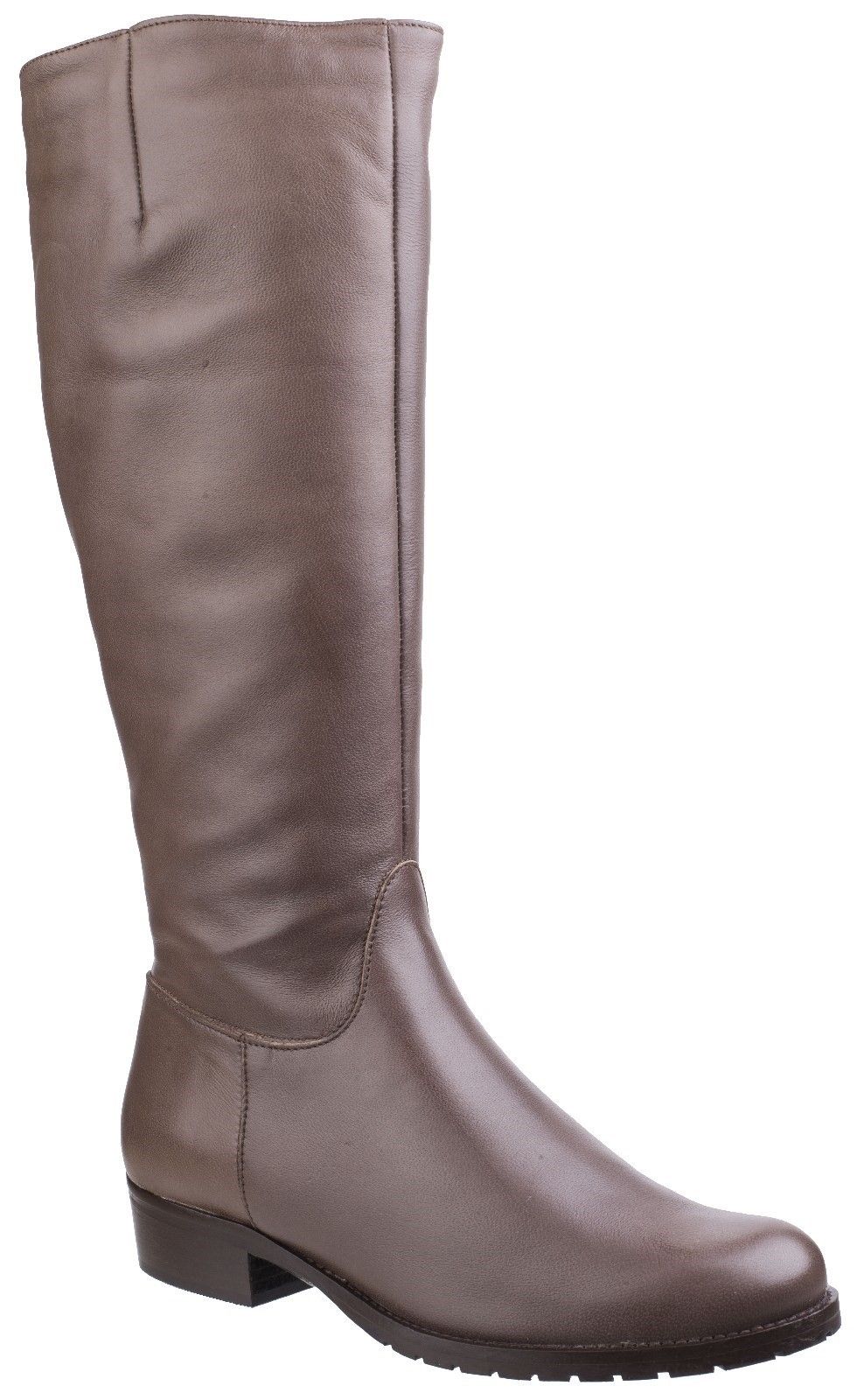 Ladies semi-formal day to night tall boot crafted with a luxury leather upper, side zip and low block heel. Crafted with a smooth full grain leather upper. 
Full inside zip. 
Soft fleece warm lining. 
Shaped heel stiffener and contoured fitted back. 
Hidden elasticated calf panel offers additional fitting.