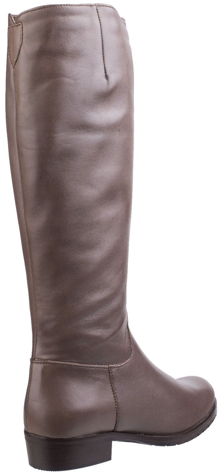Ladies semi-formal day to night tall boot crafted with a luxury leather upper, side zip and low block heel. Crafted with a smooth full grain leather upper. 
Full inside zip. 
Soft fleece warm lining. 
Shaped heel stiffener and contoured fitted back. 
Hidden elasticated calf panel offers additional fitting.