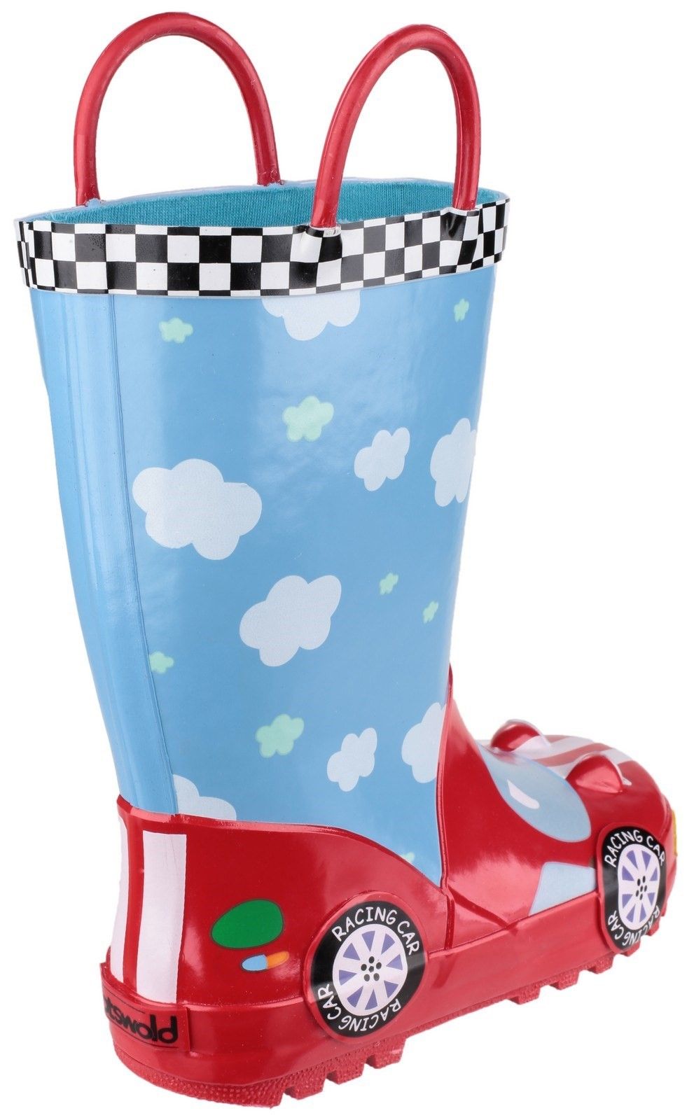 These fun children's wellington boots are perfect for playing outside even if the weather isn't great. A rubber upper and sole keep your children's feet dry. Handles at the top make it easy for them to put on and also for you to carry around. Cotswold Childrens Puddle Boot Natural Rubber Exterior Synthetic Comfortable Lining Easy Pull On Handles Non Skid Sole Fun and Funky Bright design Perfect for Jumping in Puddles