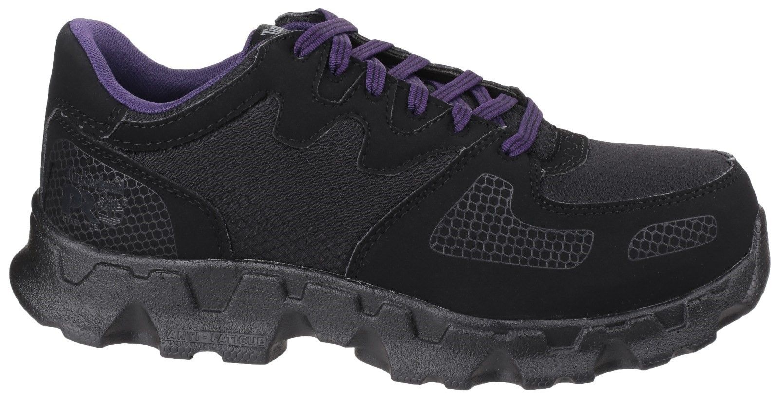 FOR MARATHON WORK DAYS: Built for lightweight performance, Timberland PRO Powertrain athletic work shoes feature abrasion-resistant uppers and slip-resistant Anti-Fatigue technology insoles, giving them the performance and durability you need.Timberland PRO Powertrain Low Hiker with impact and compression resistant toe cap. 
Anti-static with an energy absorbing heel. 
Penetration resistance 1100 Newtons. 
Cement construction for flexibility and reduced break-in time. 
Proprietary outsole with built-in Anti-Fatigue Technology.
