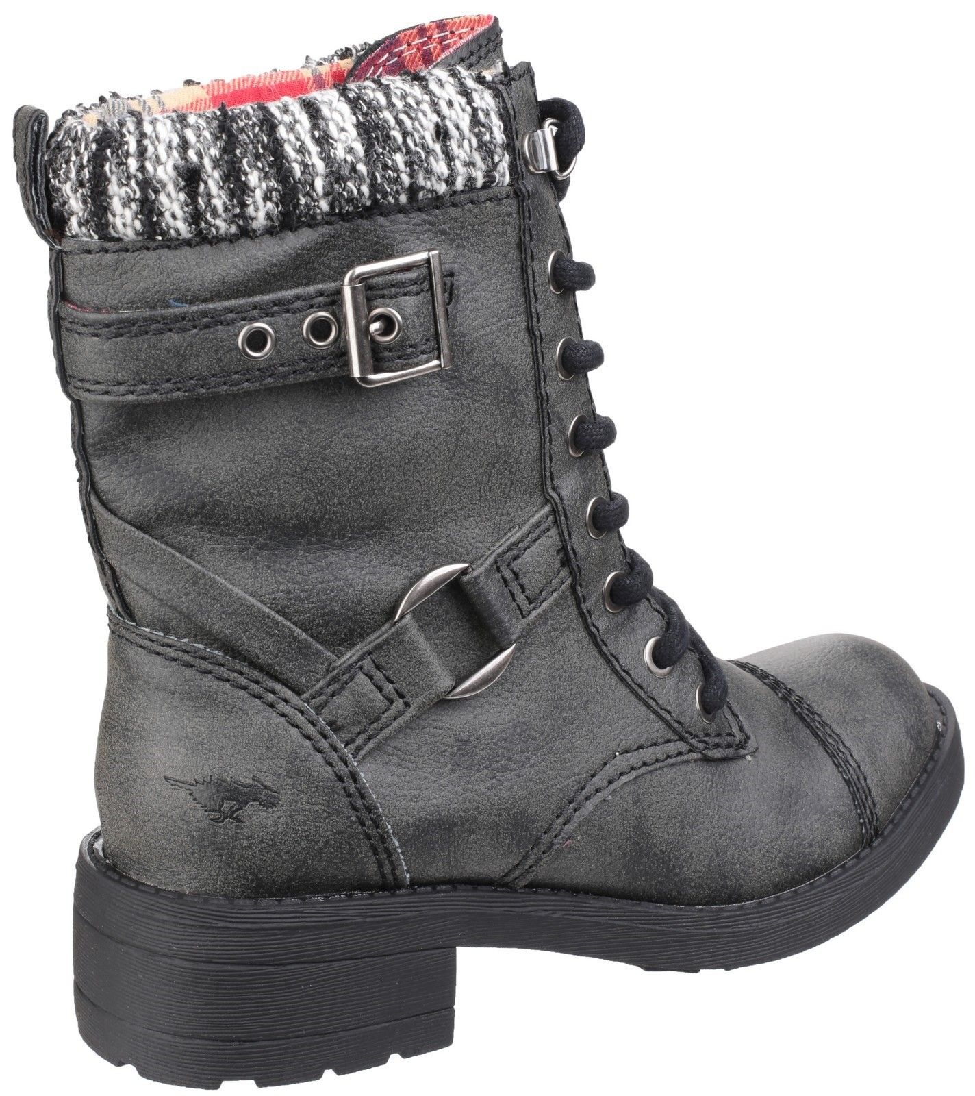 Refresh your boots this Autumn-Winter with the Thunder, a fashionable utility boot that is sure to make you stand out from the crowd. Stylish faux leather upper and soft textile collar combine style and comfort. Finished with buckle straps Stylish PU upper. 
Soft and stylish textile collar. 
Soft textile lining for comfort. 
Durable and flexible rubber sole. 
Lace up fastening for a personalised fit.