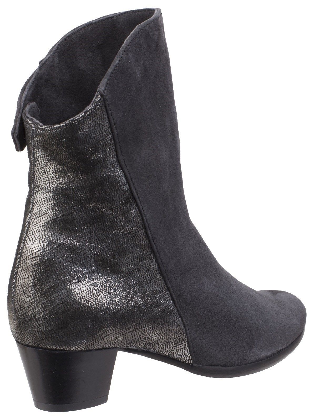 Riva brings in a twist with this eye-catching evening boot.  A half shimmering metallic reptile print gives an elegant edge to a traditional classic suede boot. Crafted with a luxury leather upper. 
Flexible and soft supple suede vamp. 
Shimmering metallic reptile print back and cuff lip. 
Versatile styling with optional fold over cuff and snap button fastening. 
Full side zip opening.