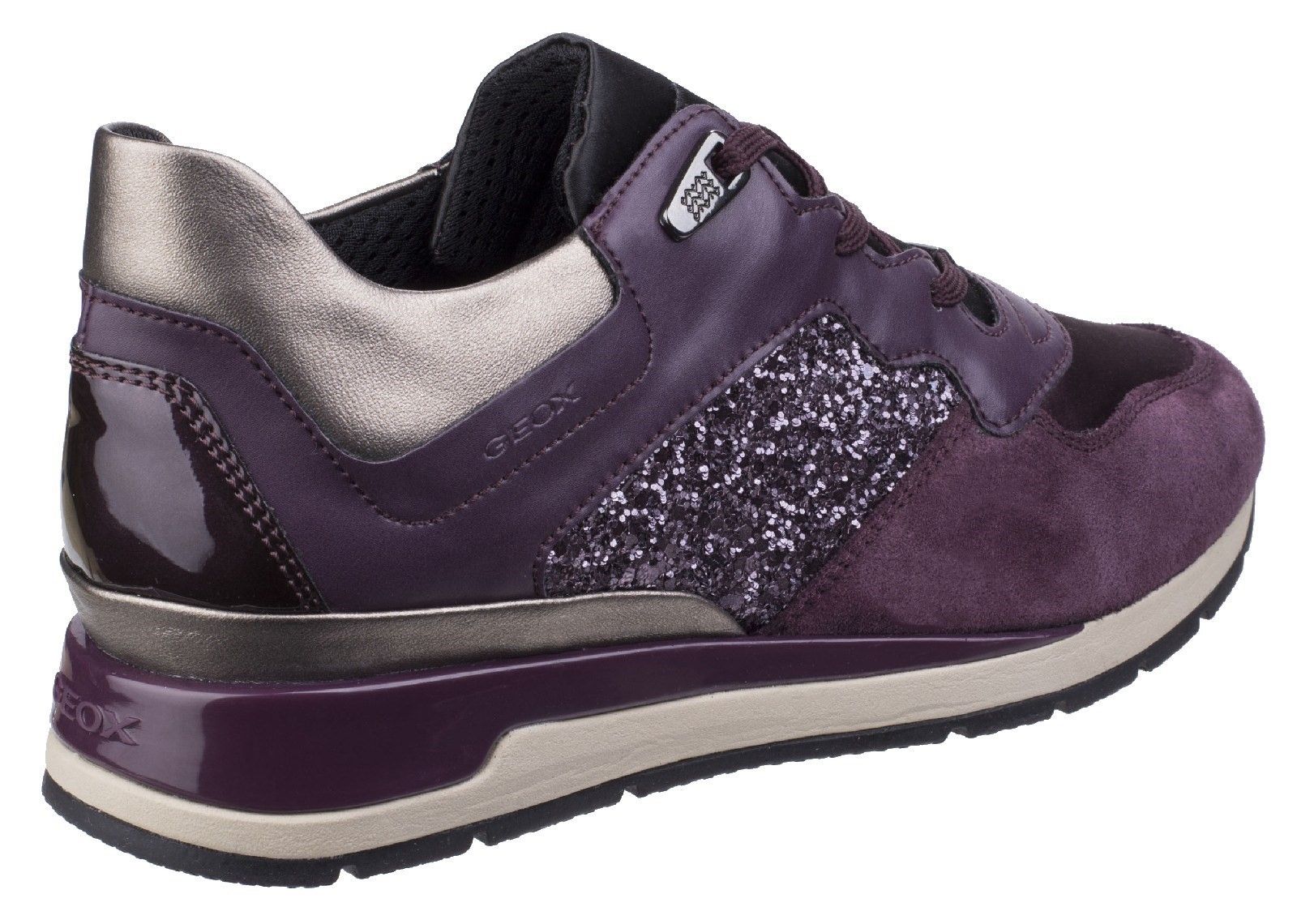 Women's sneakers for everyday casual occasions. Geox patented perforated sole for breathability and performance. Stylish upper with patent leather. Removable insole for a comfortable fit. Lightweight outsole for extreme cushioning and flexibility.Essential. 
Comfort Fit. 
Versatile. 
Anti-Slip Outsole.