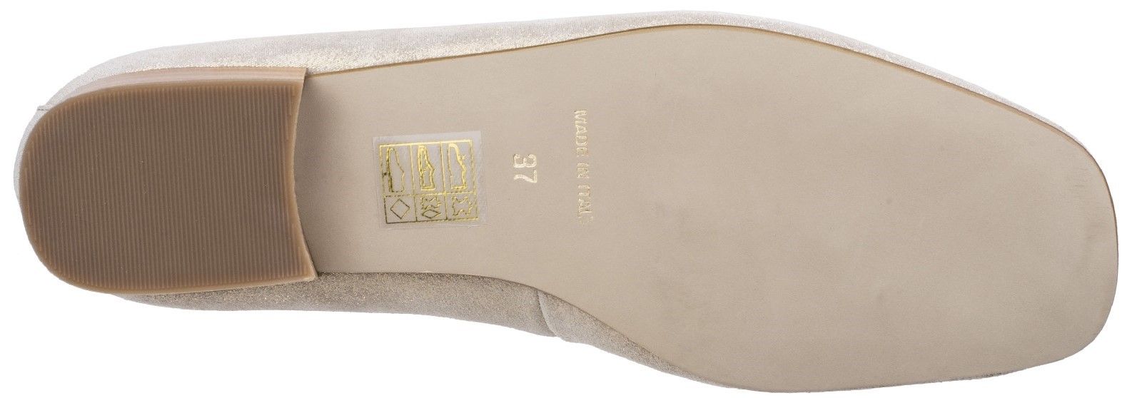 Riva are renowned for their vast collection of ballerinas, original design, sumptuous materials and colour combinations. This ballet court takes you day to night with shimmering grunge skin and defined square toe.Ladies slip on ballerina court shoe. 
Supple suede upper with shimmering grunge print. 
Delicate leather bow. 
Wide opening with textile canvas finish. 
Silky smooth comfort padded textile lining.