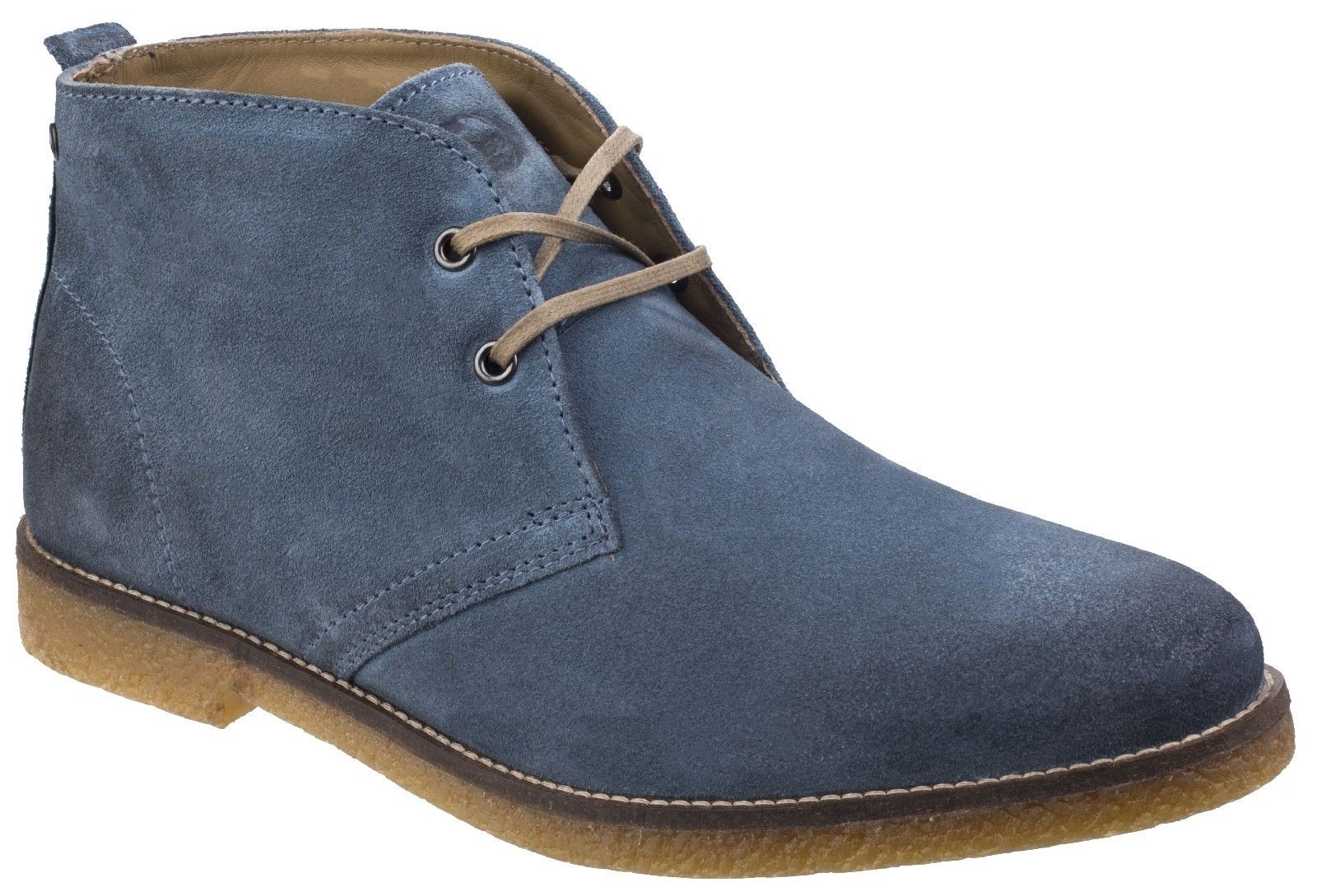 The Perry desert boot, from the Tournament collection is refined & stylish. Moving with this seasons trend, offers a burnished suede finish. It's Crepe, contrasting sole & leather pull tab and wide lace structure, adds extra details to this model. High quality suede leather. 
High quality leather lining.