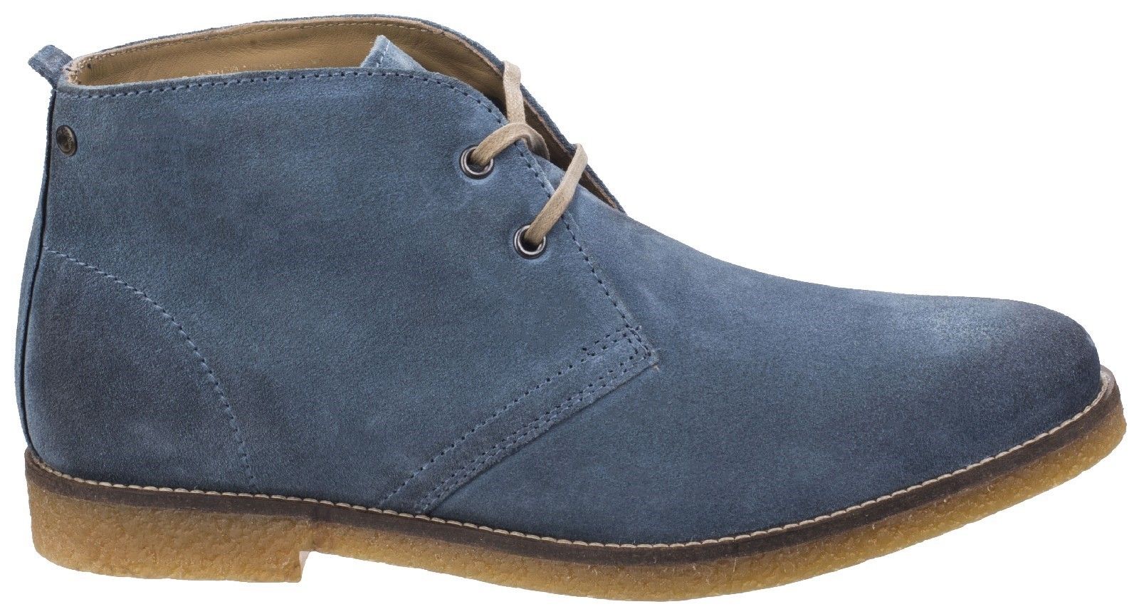 The Perry desert boot, from the Tournament collection is refined & stylish. Moving with this seasons trend, offers a burnished suede finish. It's Crepe, contrasting sole & leather pull tab and wide lace structure, adds extra details to this model. High quality suede leather. 
High quality leather lining.