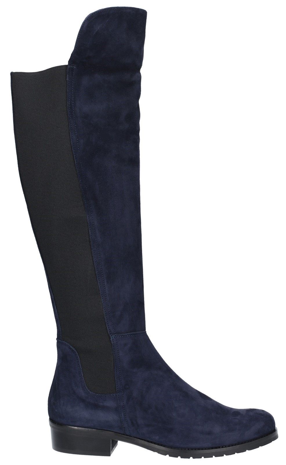 Ladies knee high suede leather boots with full length elastic panel for comfort.Ladies' knee high suede leather pull up boots. 
Soft suede leather upper. 
Full length elasticated comfort panel. 
Contoured heel stiffener. 
Comfortable rounded toe.