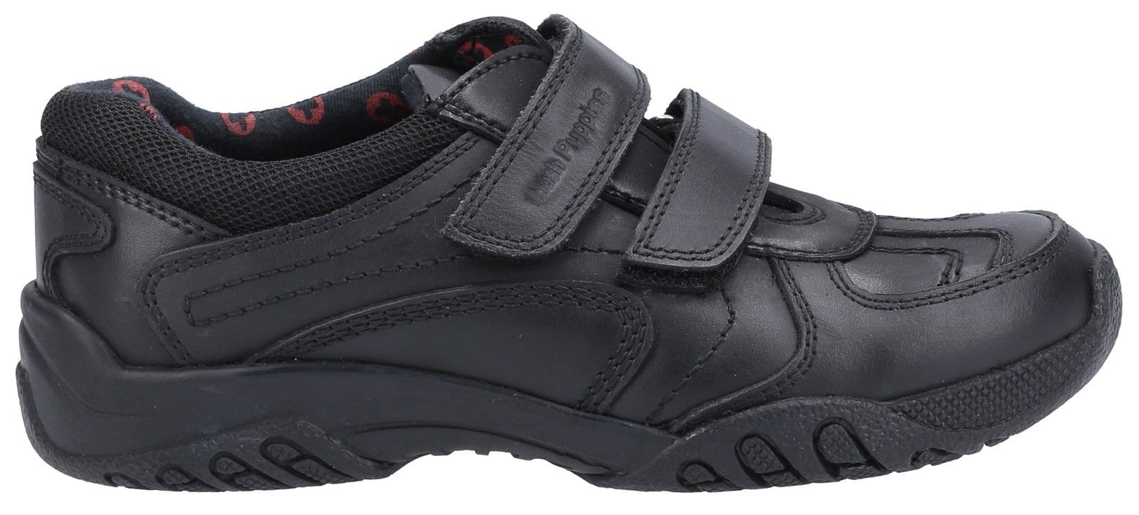This smart black single fit leather boy's shoe is complete with a padded ankle collar for extra comfort. The toe is strengthened to ensure the shoe is hard wearing and robust.Full leather upper.