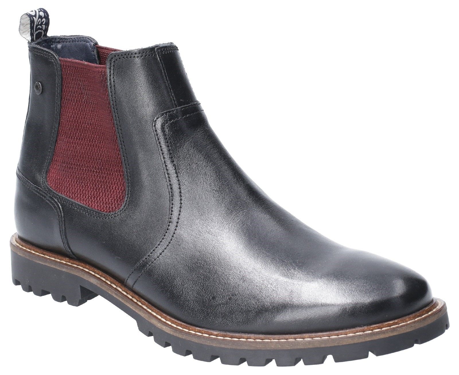 Wilkes is a men's Chelsea boot from Base London. Poised on a rubber commando sole & crafted from quality grain leathers, the elasticated gusset and pull tab make for easy access and the Ortholite inner-sole will keep your feet comfortable and dry.Chelsea Boot. 
Rubber Sole.