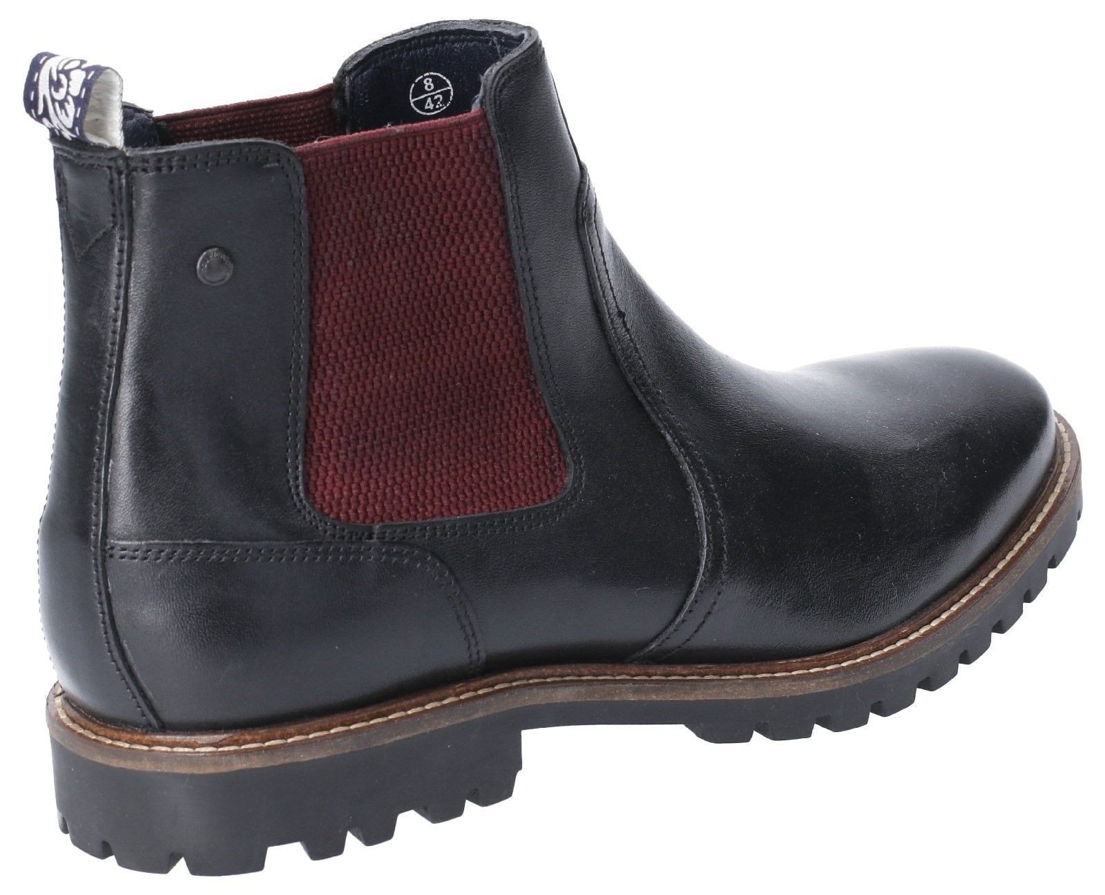 Wilkes is a men's Chelsea boot from Base London. Poised on a rubber commando sole & crafted from quality grain leathers, the elasticated gusset and pull tab make for easy access and the Ortholite inner-sole will keep your feet comfortable and dry.Chelsea Boot. 
Rubber Sole.